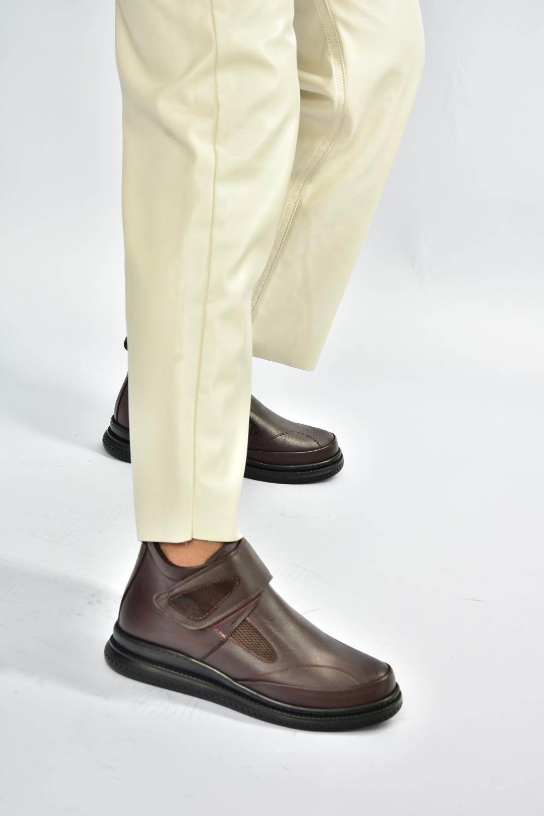 V555070703 Kahverengi Hakiki Deri Comfort Ortopedik Taban Kadın Ayakkabı