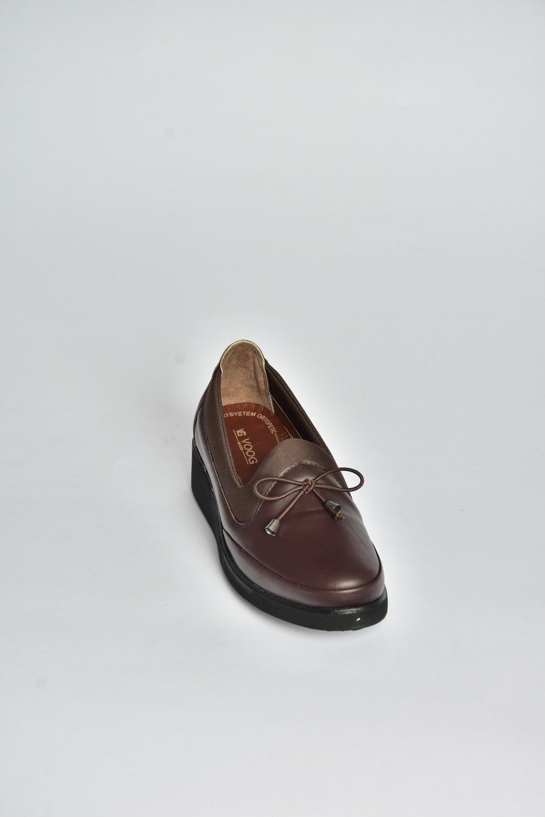 V555075003 Kahverengi Hakiki Deri Comfort Ortopedik Taban Kadın Ayakkabı