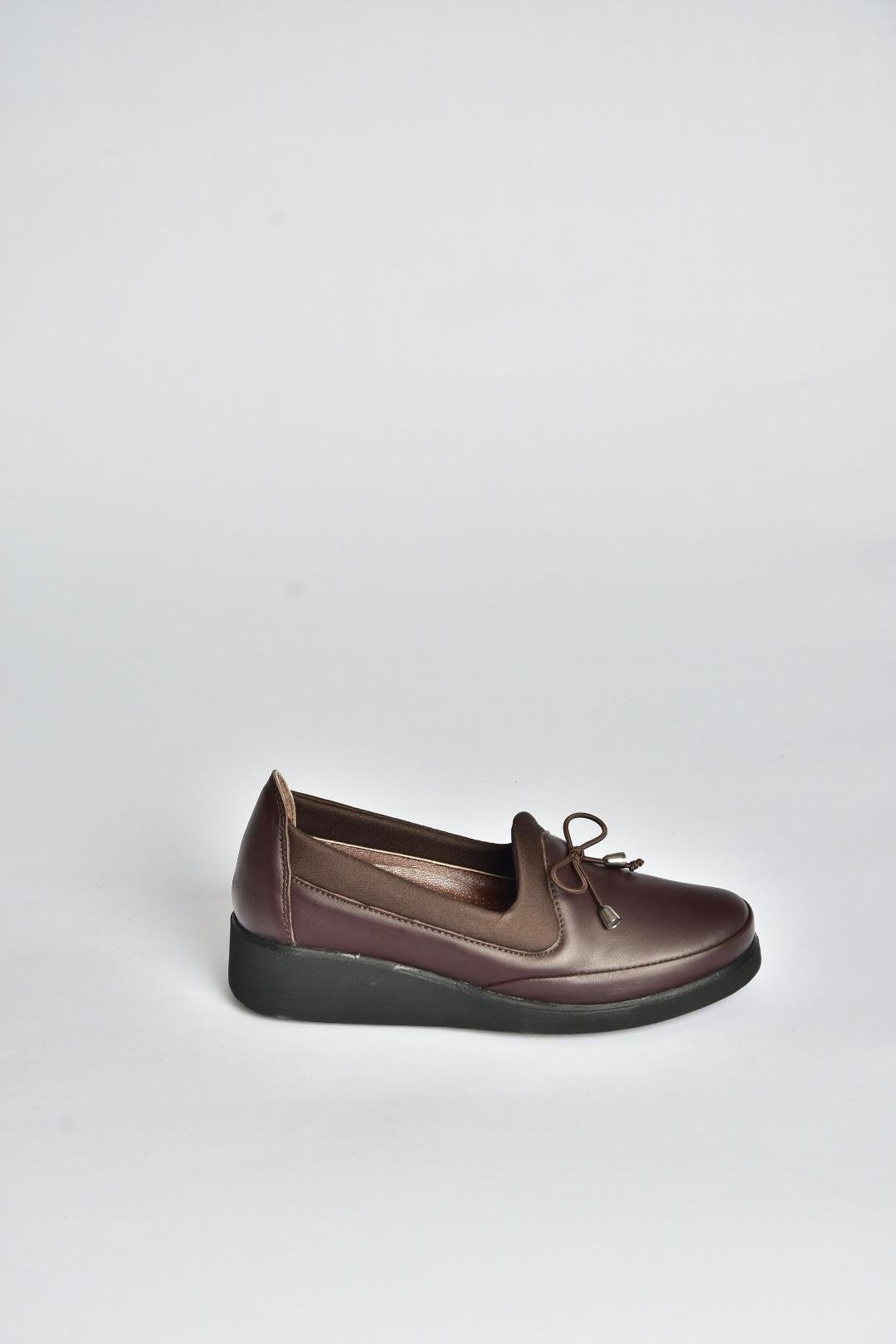 V555075003 Kahverengi Hakiki Deri Comfort Ortopedik Taban Kadın Ayakkabı