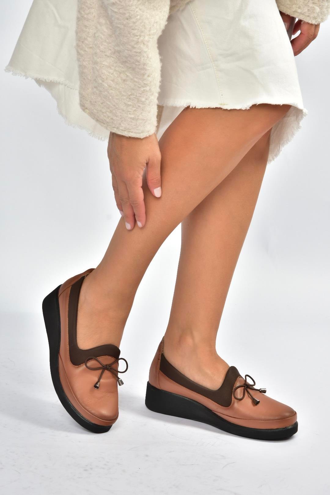 V555075003 Taba Hakiki Deri Comfort Ortopedik Taban Kadın Ayakkabı