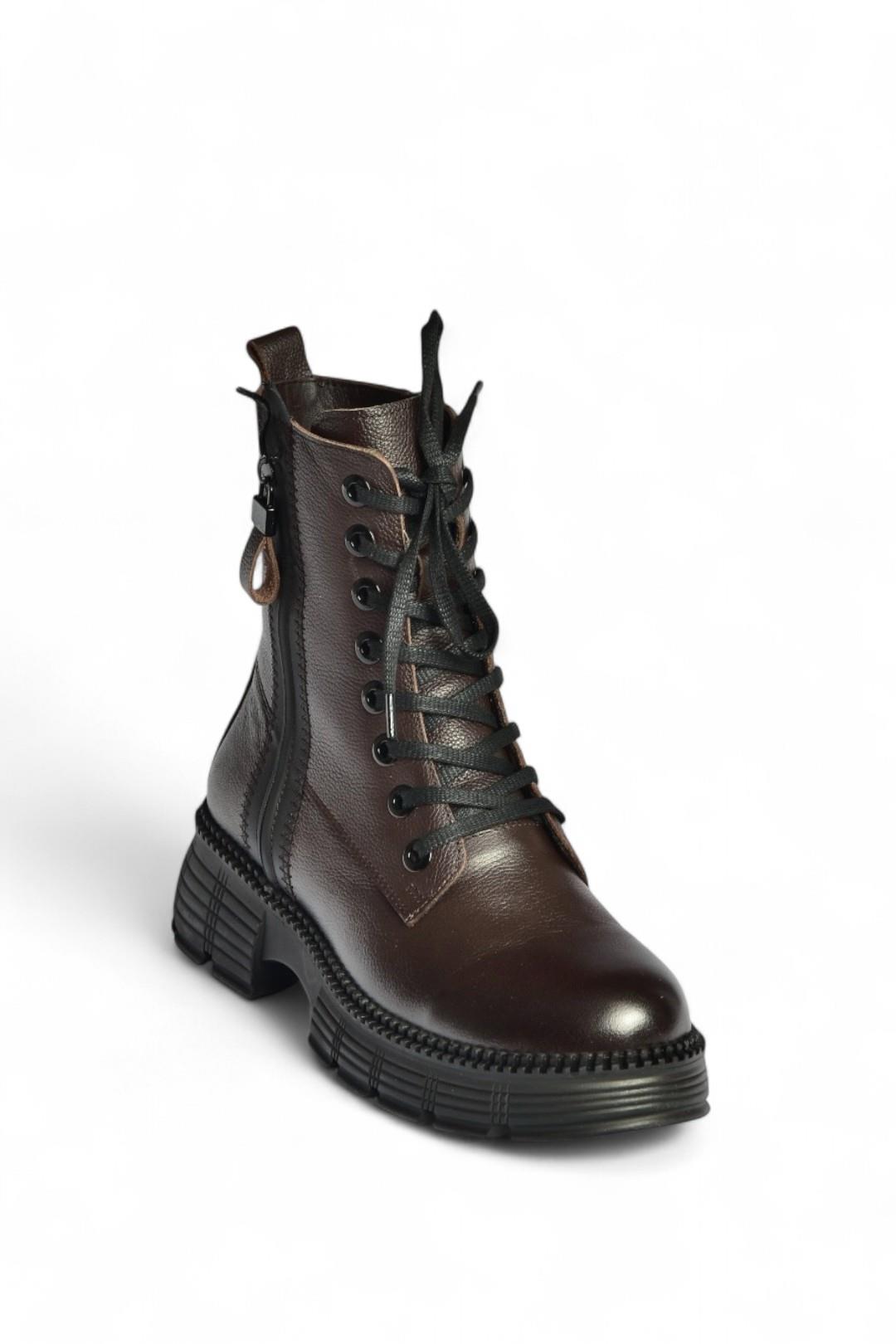 V555589103 Kahverengi Hakiki Deri Bağcıklı Postal Bot