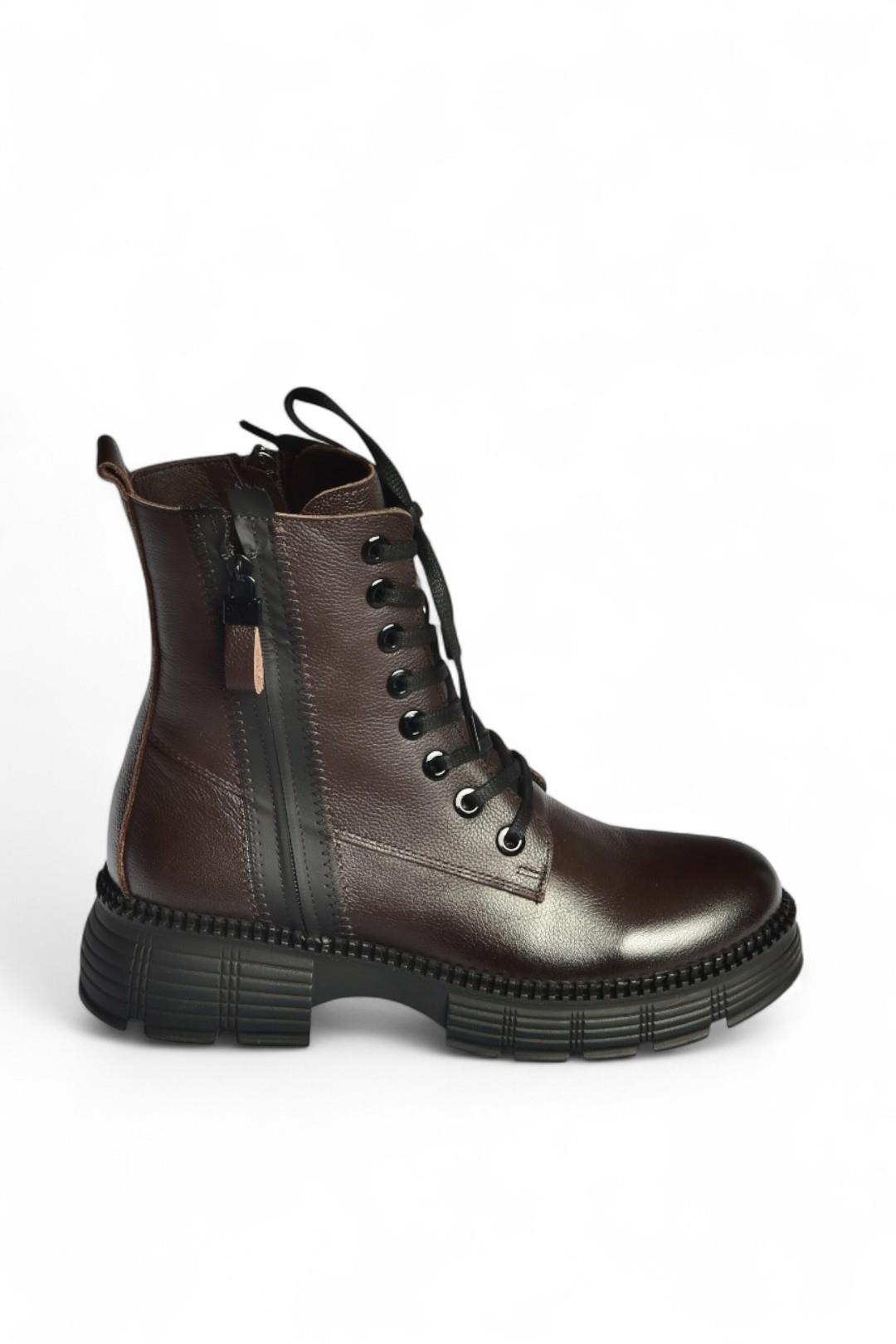 V555589103 Kahverengi Hakiki Deri Bağcıklı Postal Bot