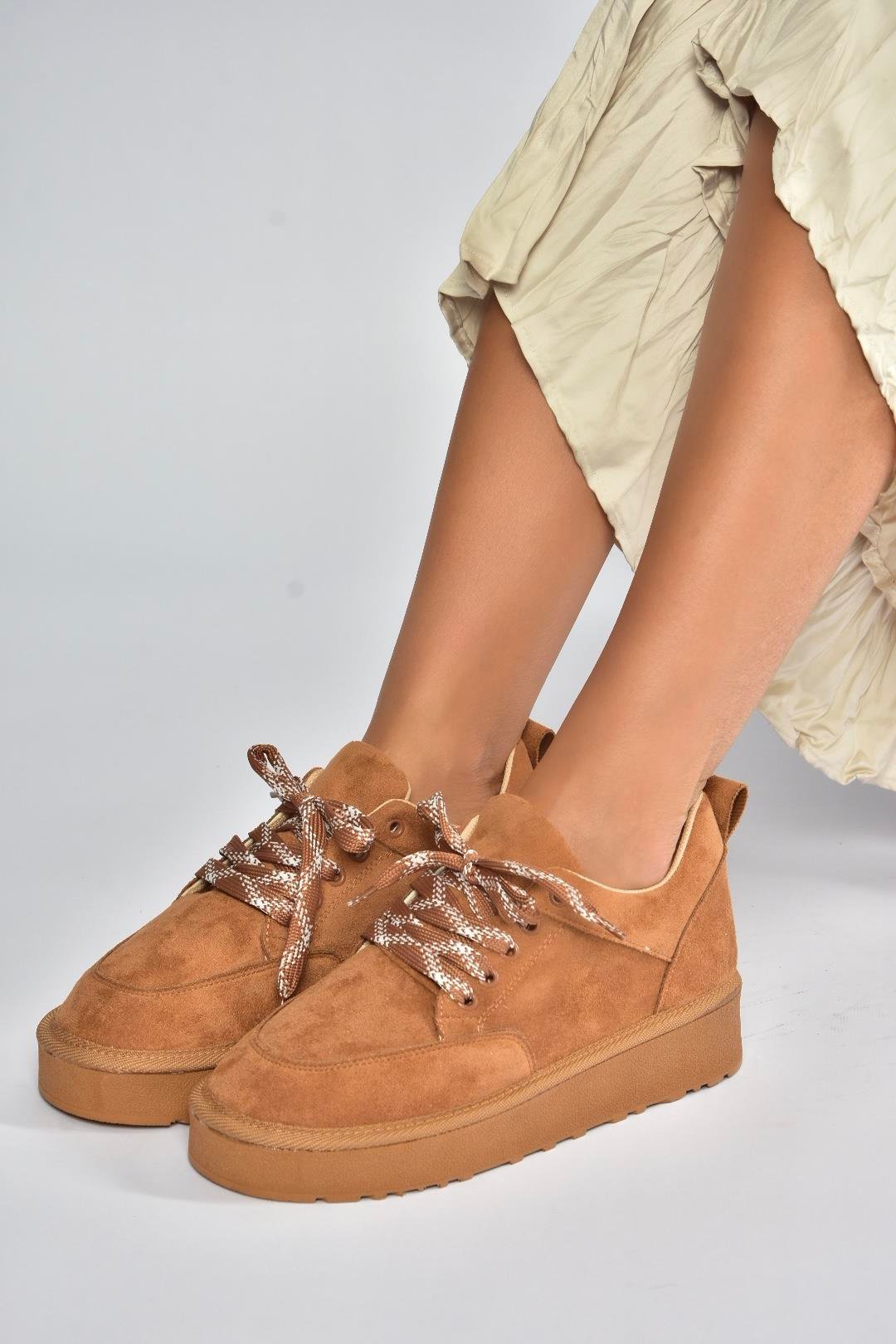 V602045402 Taban Süet Kalın Tabanlı Günlük Kadın Ayakkabı