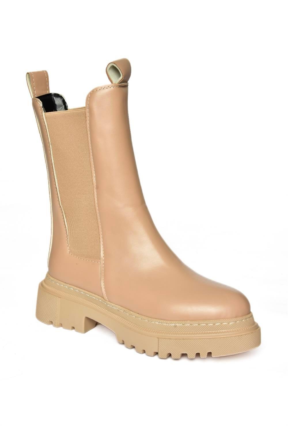 V652649009 Ten Lastik Detaylı Kalın Tabanlı Kadın Bot