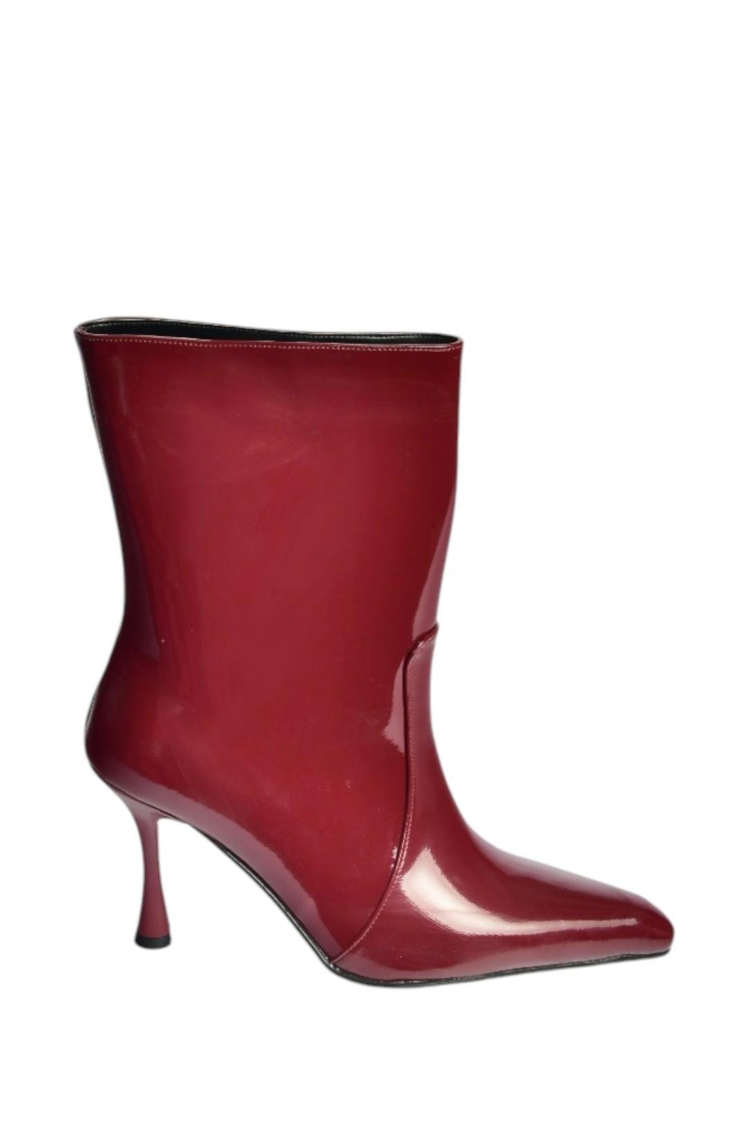 V752550208 Bordo Rugan İnce Topuklu Kadın Bot