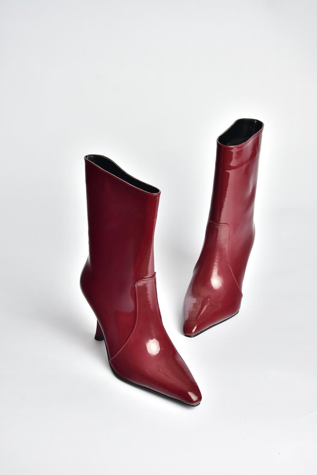 V752550208 Bordo Rugan İnce Topuklu Kadın Bot