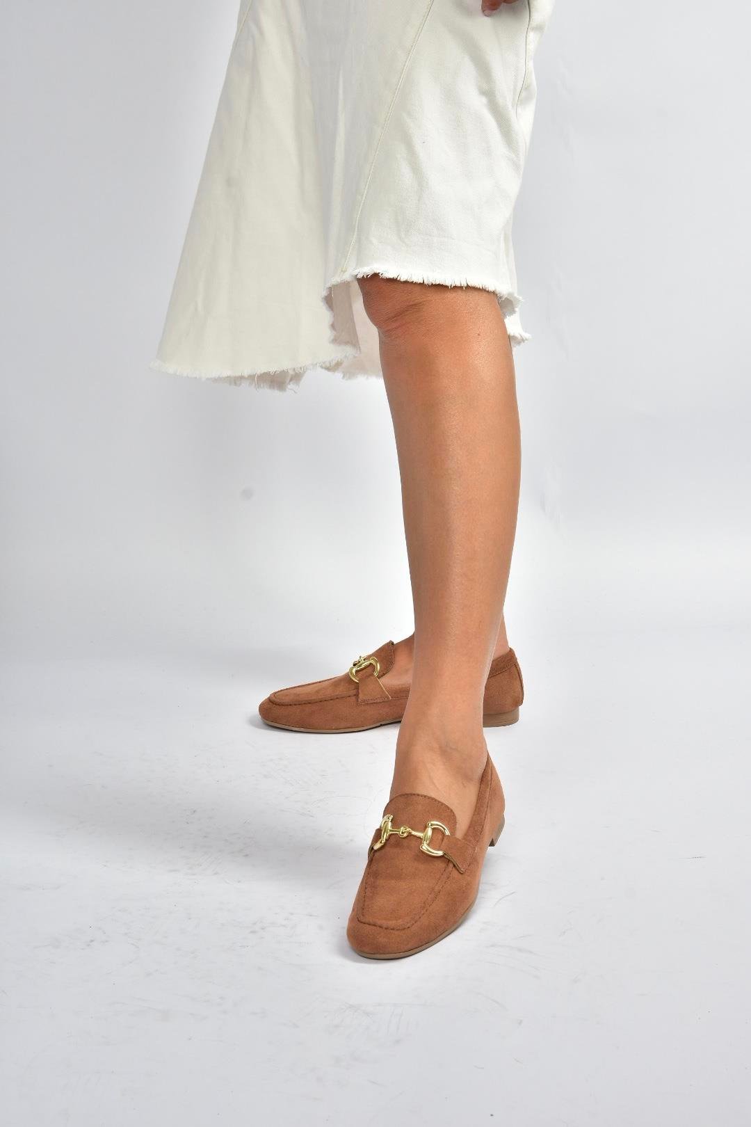 V780161202 Taba Süet Günlük Kadın Ayakkabı