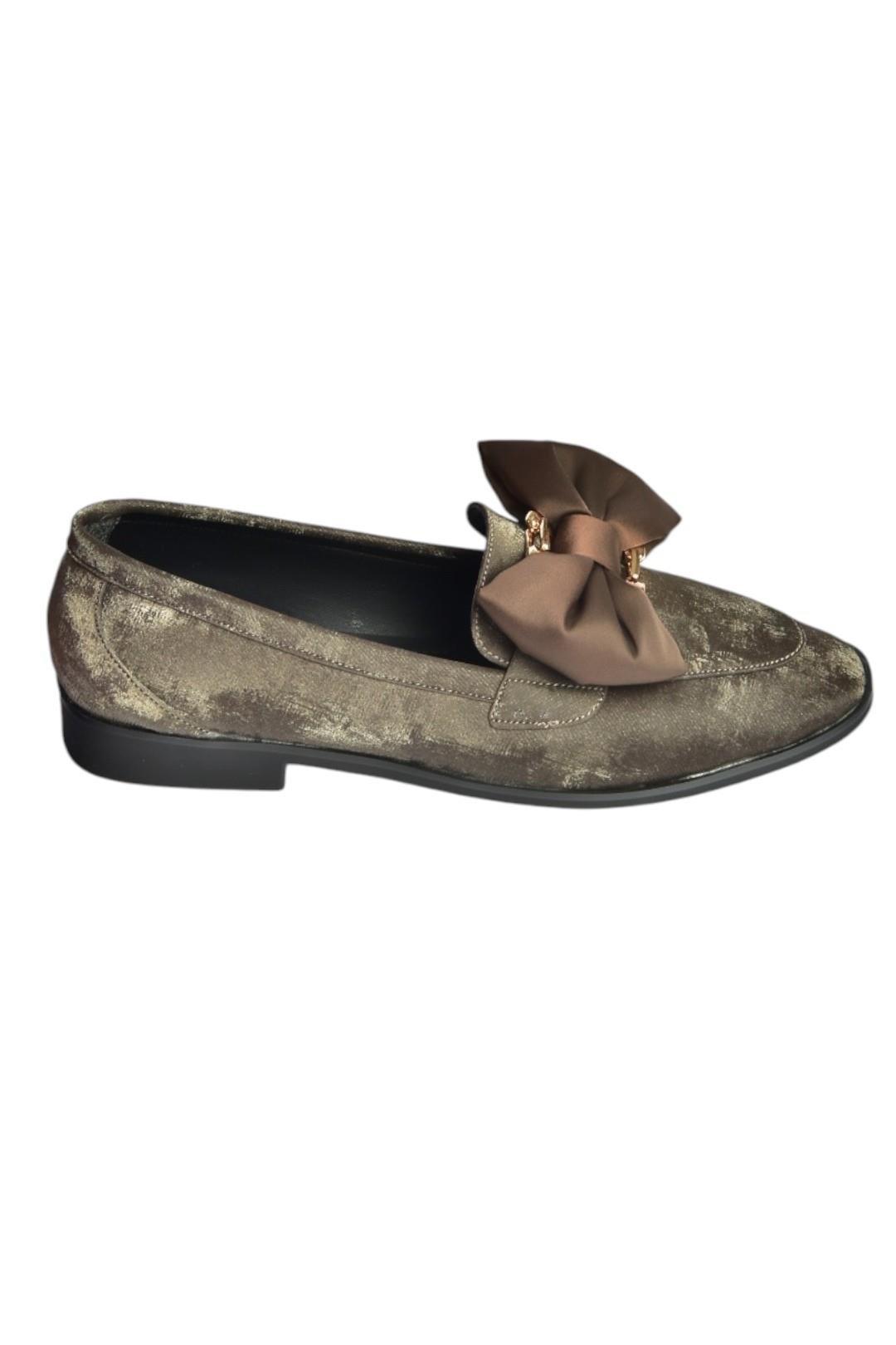 V820002901 Füme Nubuk Kurdele Detaylı Kadın Ayakkabı