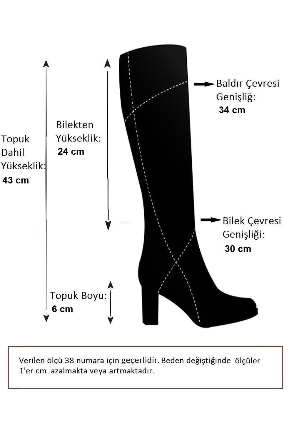 V820356002 Taba Süet Kalın Topuklu Kadın Çizme
