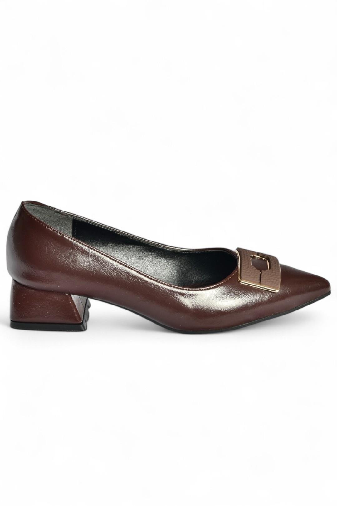 V820371160 Kahverengi Rustik Kalın Topuklu Kadın Ayakkabı