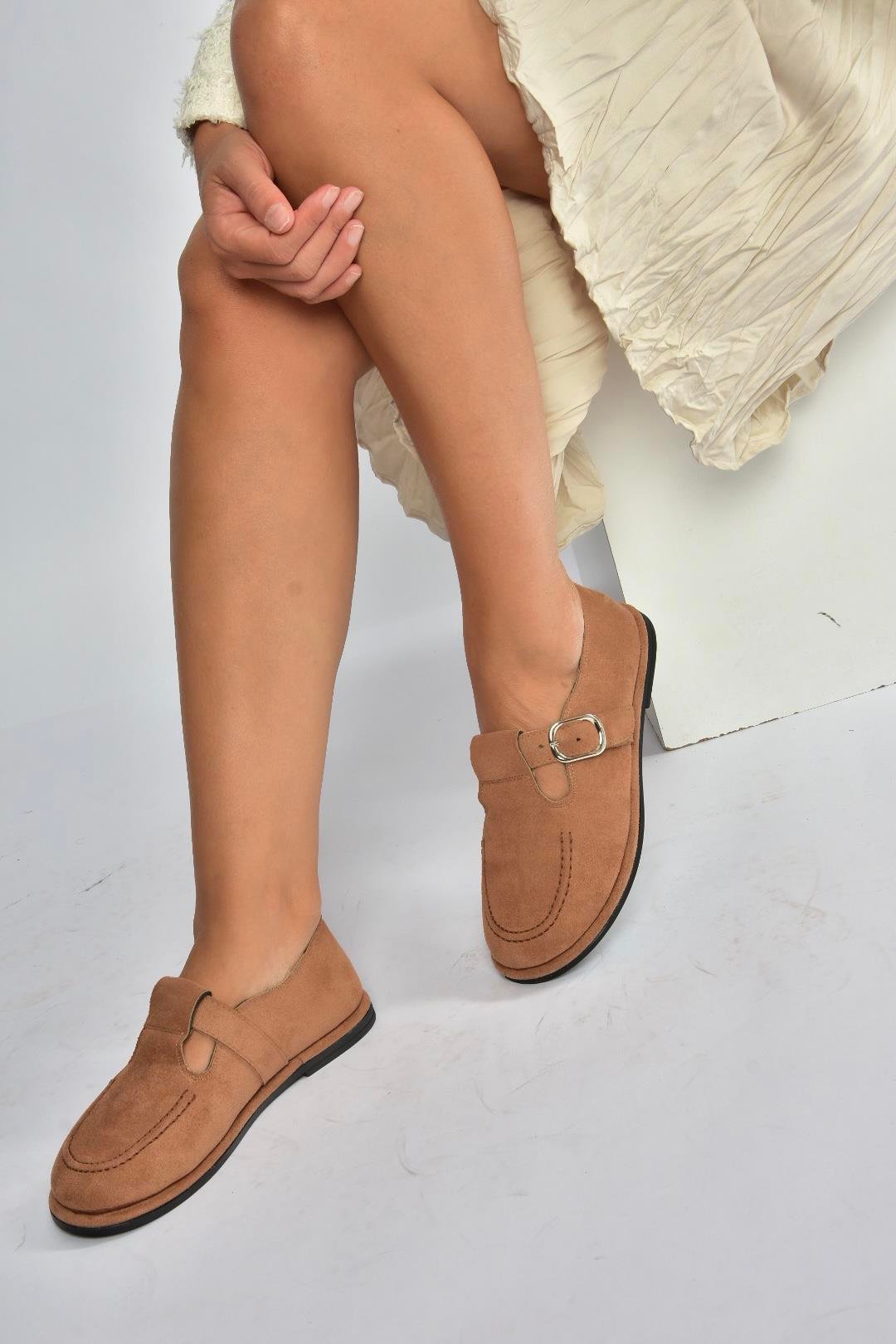 V846871002 Taba Süet Günlük Kadın Ayakkabı