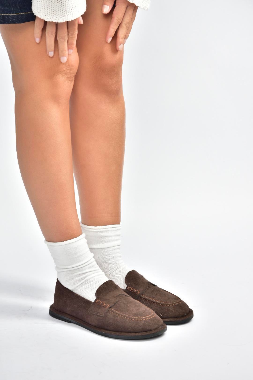 V846872102 Kahverengi Süet Günlük Kadın Ayakkabı