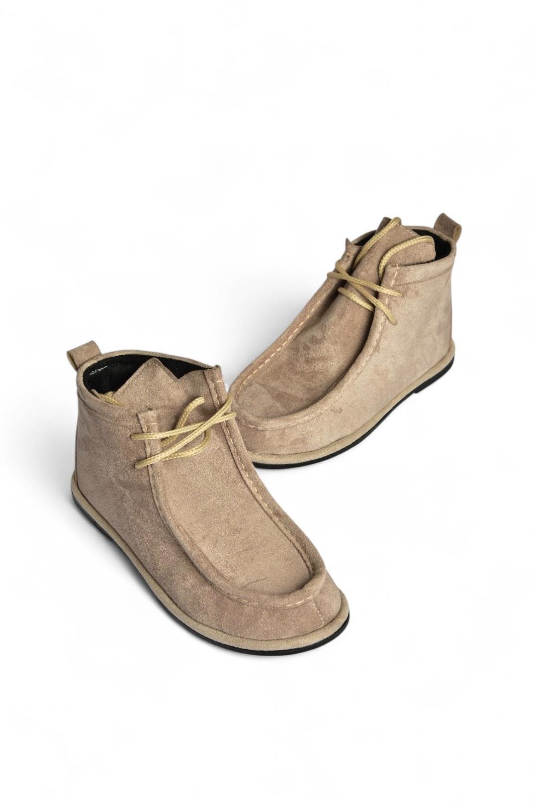 V846926302 Vizon Süet Düz Tabanlı Bağcıklı Kadın Bot