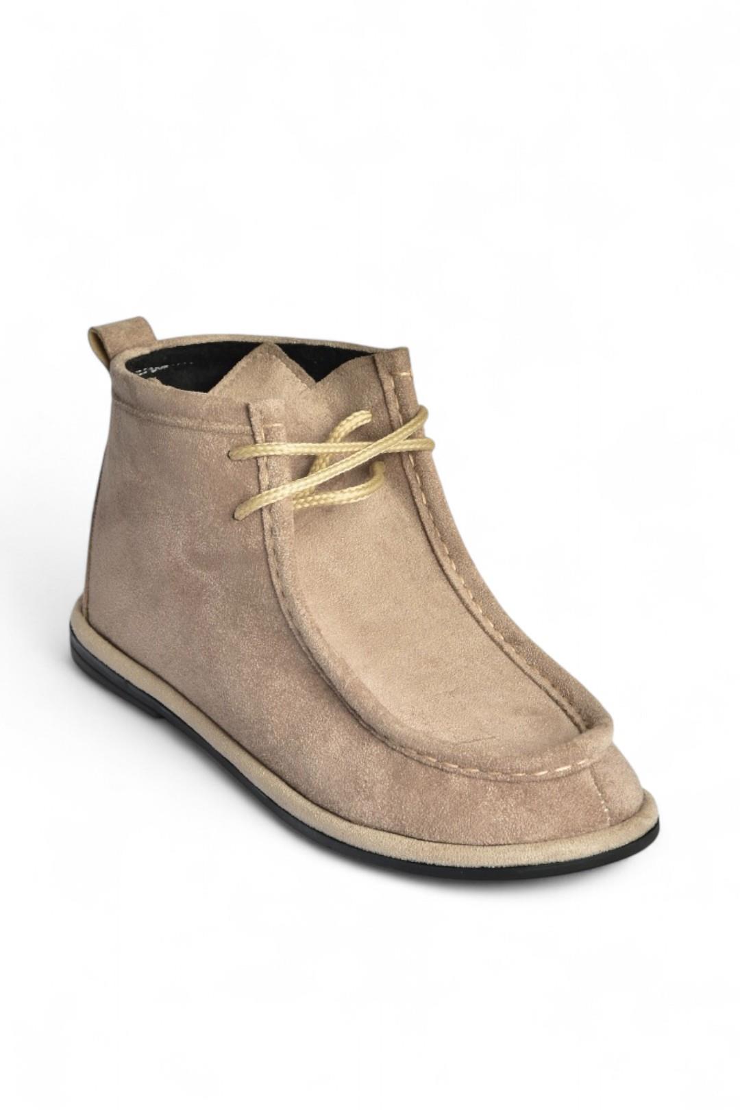 V846926302 Vizon Süet Düz Tabanlı Bağcıklı Kadın Bot