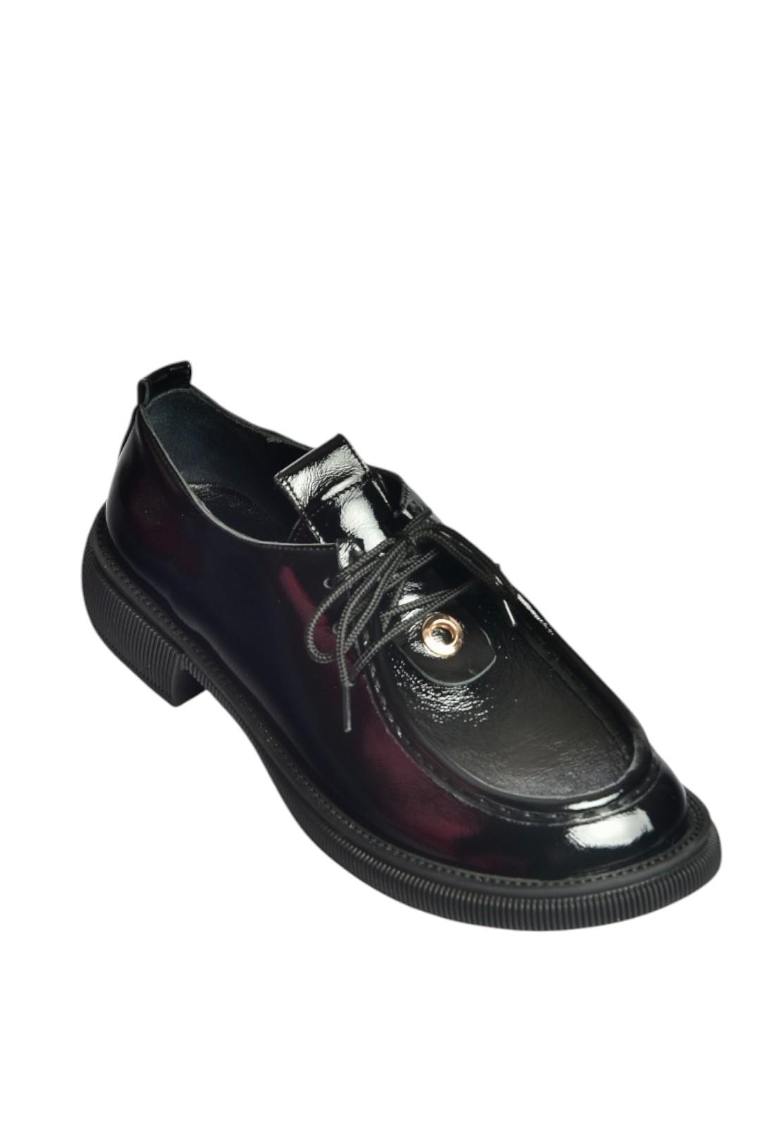 V944085608 Siyah Rugan Bağcıklı Günlük Kadın Ayakkabı