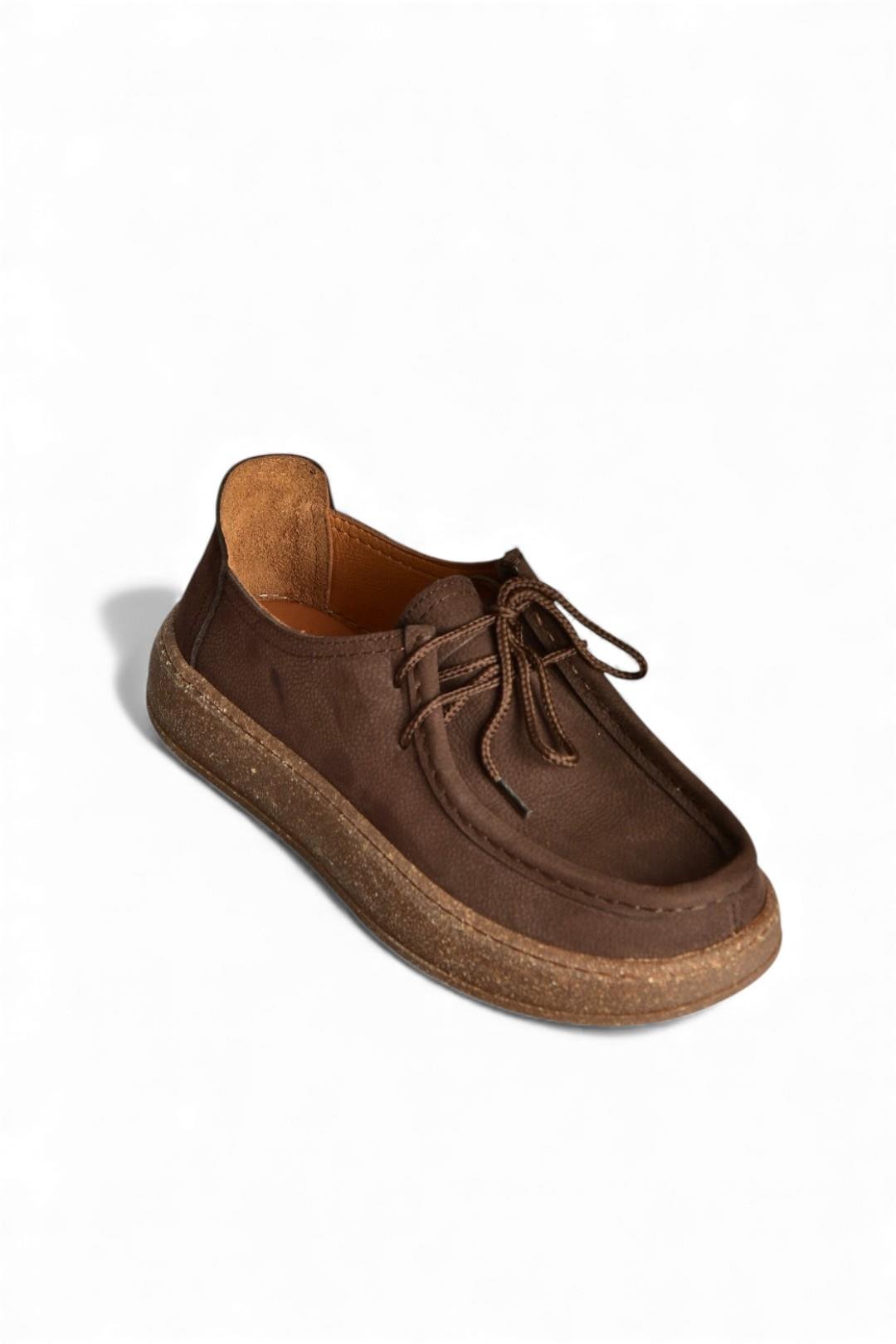 V944092701 Kahverengi Hakiki Deri Nubuk Günlük Ayakkabı