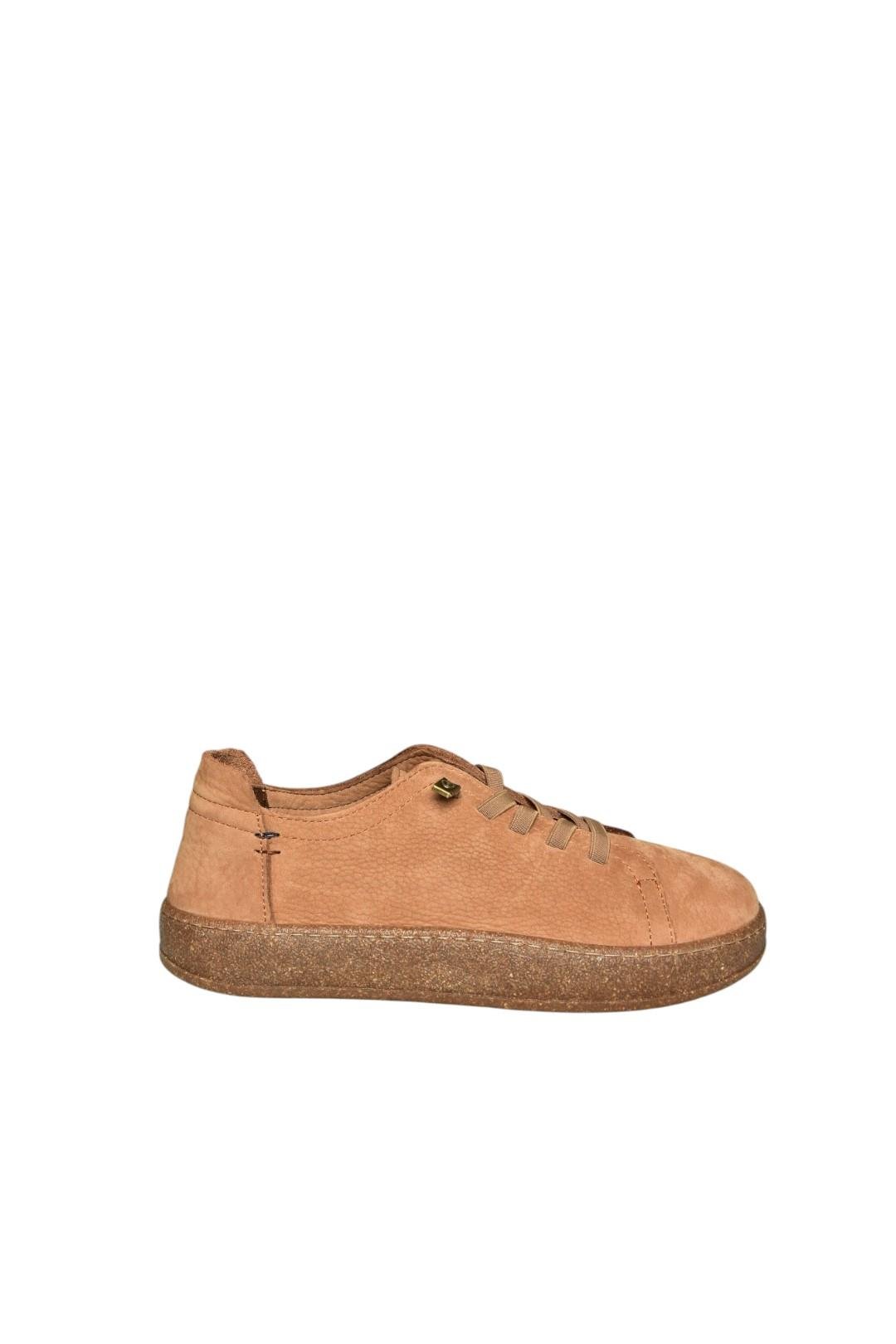 V999060501 Taba Hakiki Deri Nubuk Kadın Spor Ayakkabı Sneakers