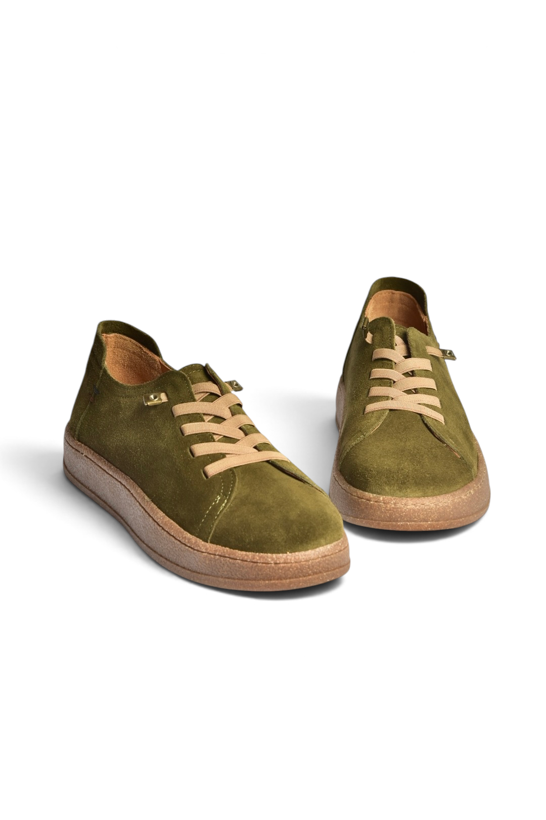 V999060502 Haki Hakiki Deri Süet Kadın Spor Ayakkabı Sneakers