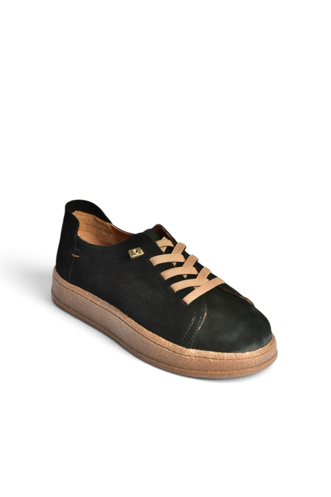 V999060502 Siyah Hakiki Deri Süet Kadın Spor Ayakkabı Sneakers