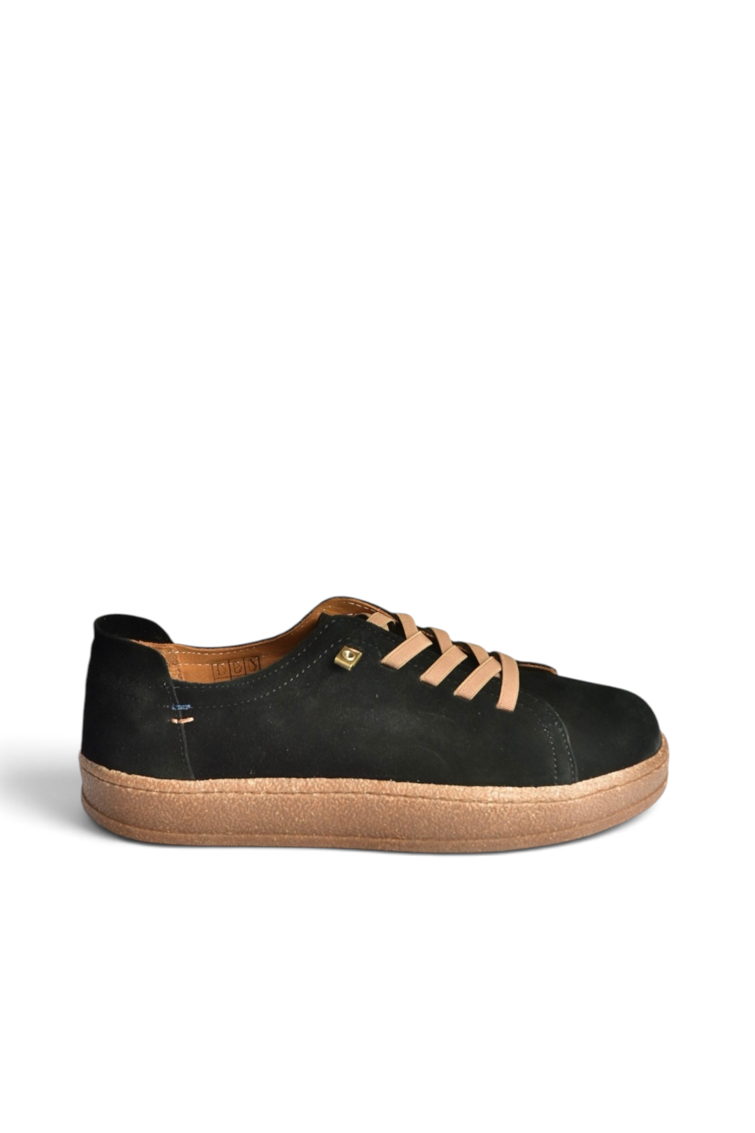 V999060502 Siyah Hakiki Deri Süet Kadın Spor Ayakkabı Sneakers
