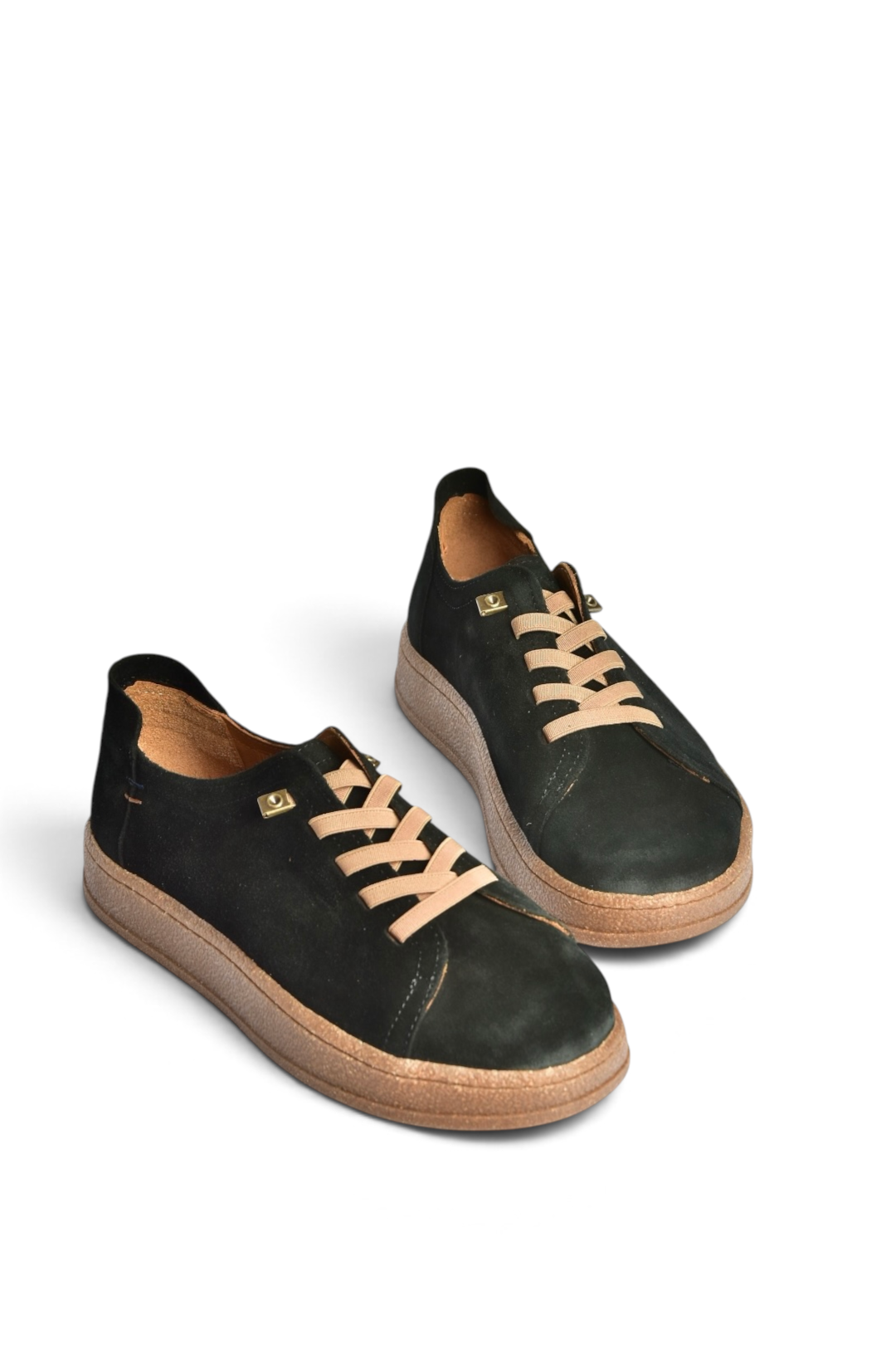 V999060502 Siyah Hakiki Deri Süet Kadın Spor Ayakkabı Sneakers