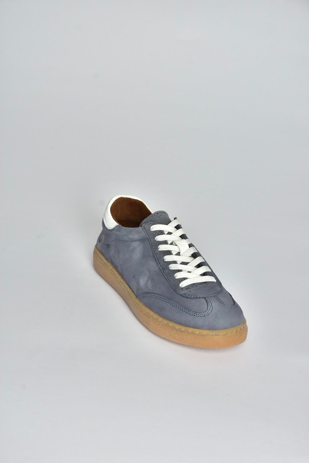 V999061501 Lacivert Hakiki Deri Nubuk Kadın Spor Ayakkabı Sneakers