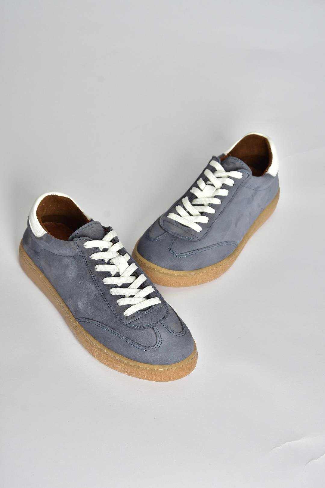 V999061501 Lacivert Hakiki Deri Nubuk Kadın Spor Ayakkabı Sneakers