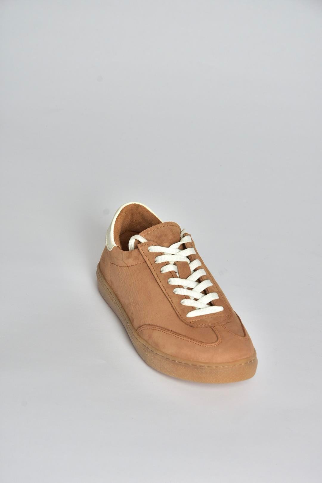 V999061501 Taba Hakiki Deri Nubuk Kadın Spor Ayakkabı Sneakers