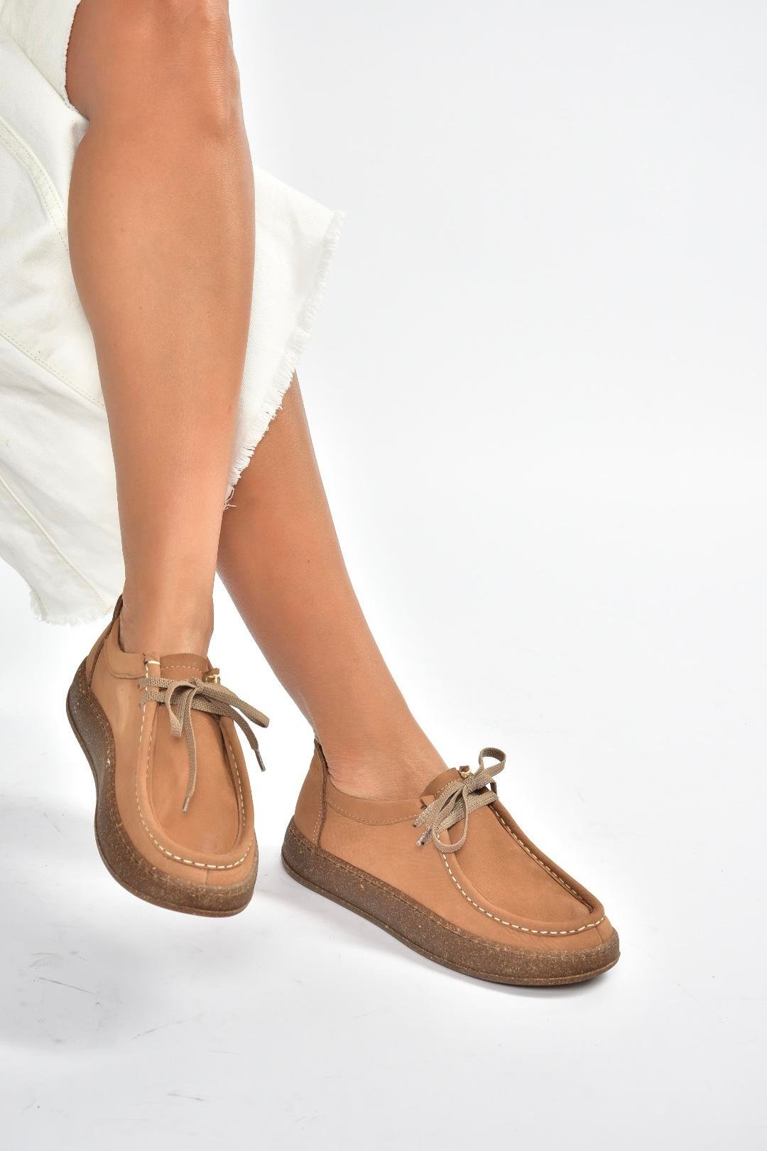 V999646401 Taba Hakiki Deri Nubuk Kadın Ayakkabı