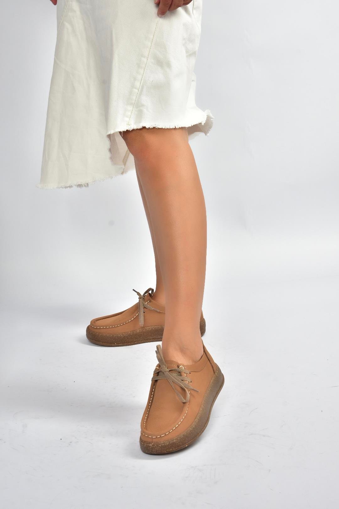 V999646401 Taba Hakiki Deri Nubuk Kadın Ayakkabı