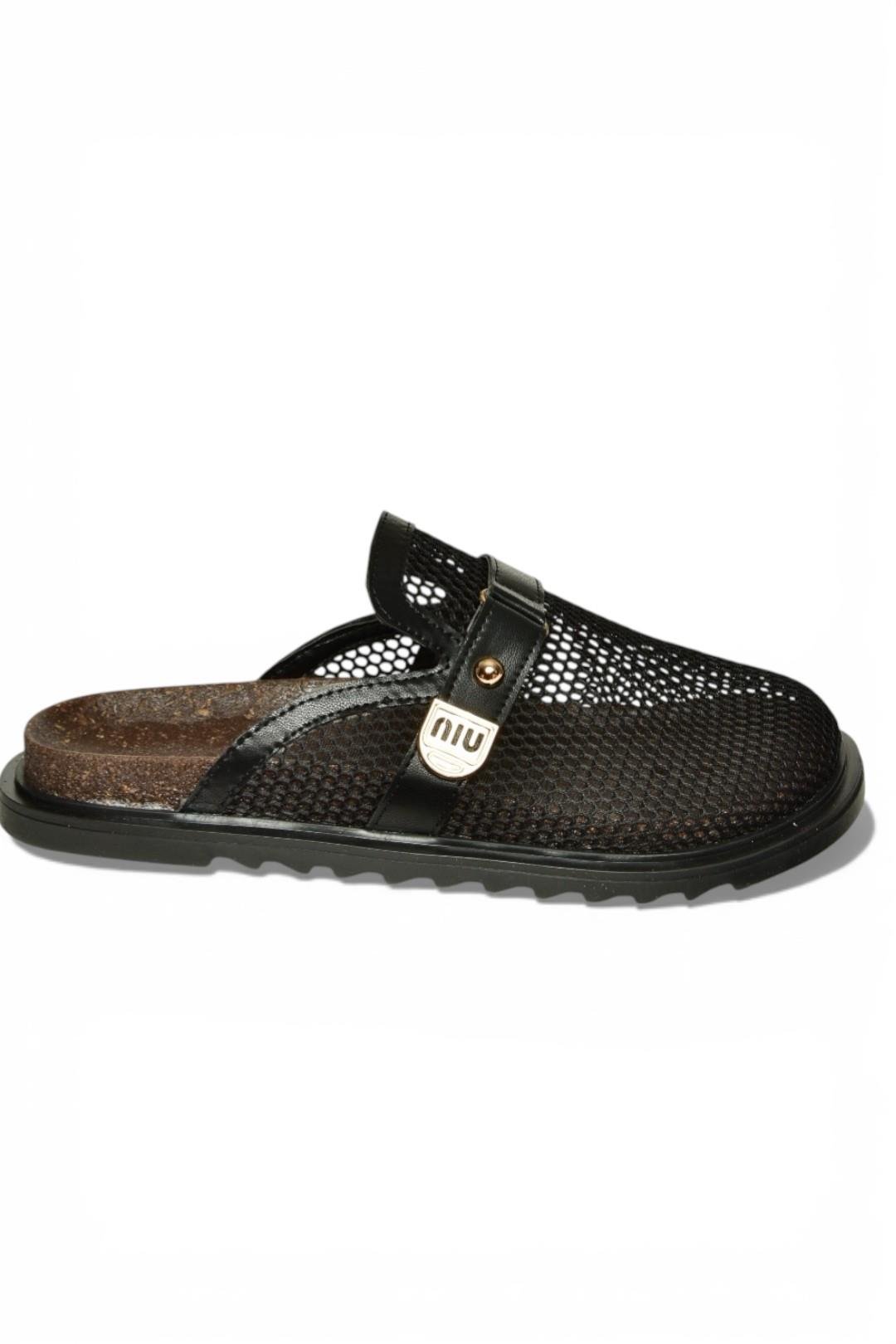 Y250505015 Siyah File Önü Kapalı Kadın Terlik