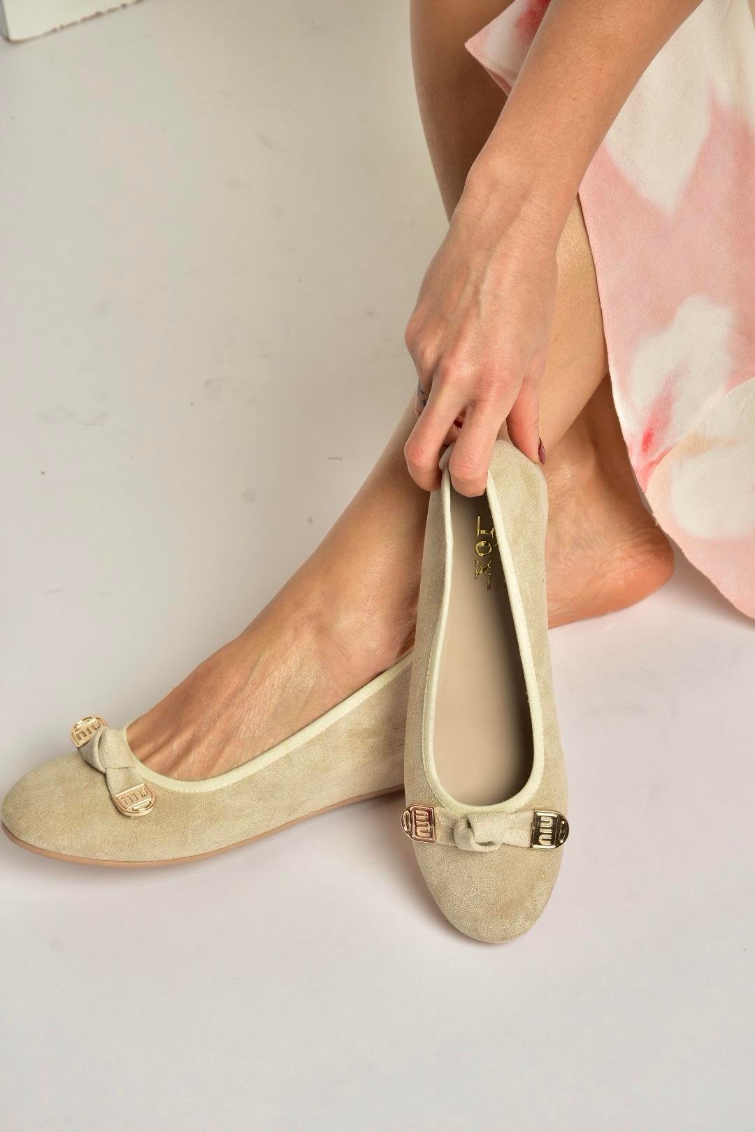 Y250750702 Ten Süet Alçak Dolgu Tabanlı Kadın Ayakkabı