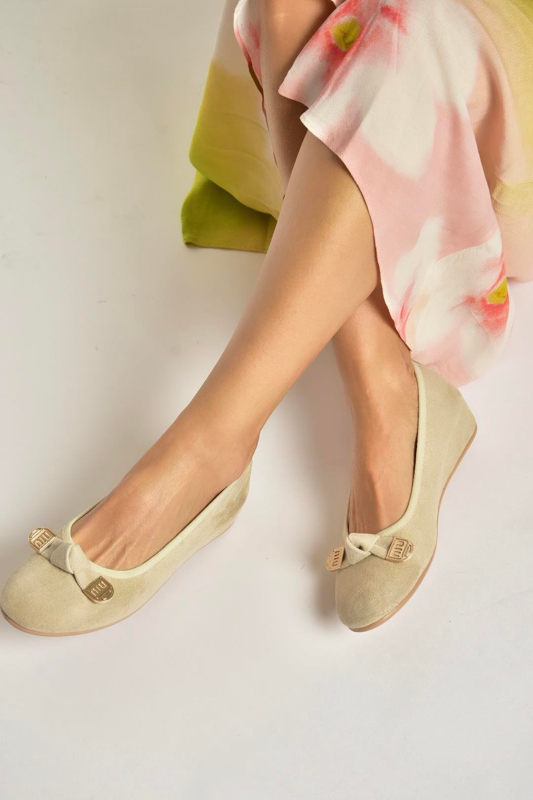 Y250750702 Ten Süet Alçak Dolgu Tabanlı Kadın Ayakkabı