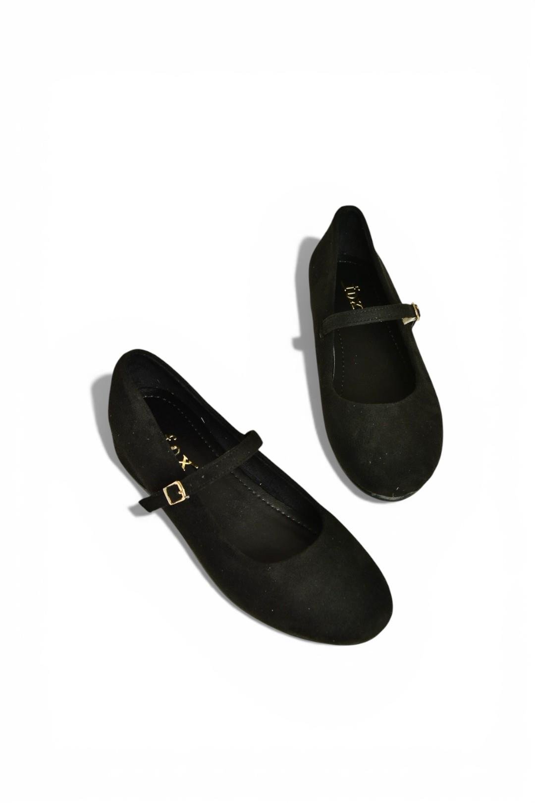 Y250770702 Siyah Süet Alçak Dolgu Tabanlı Kadın Ayakkabı