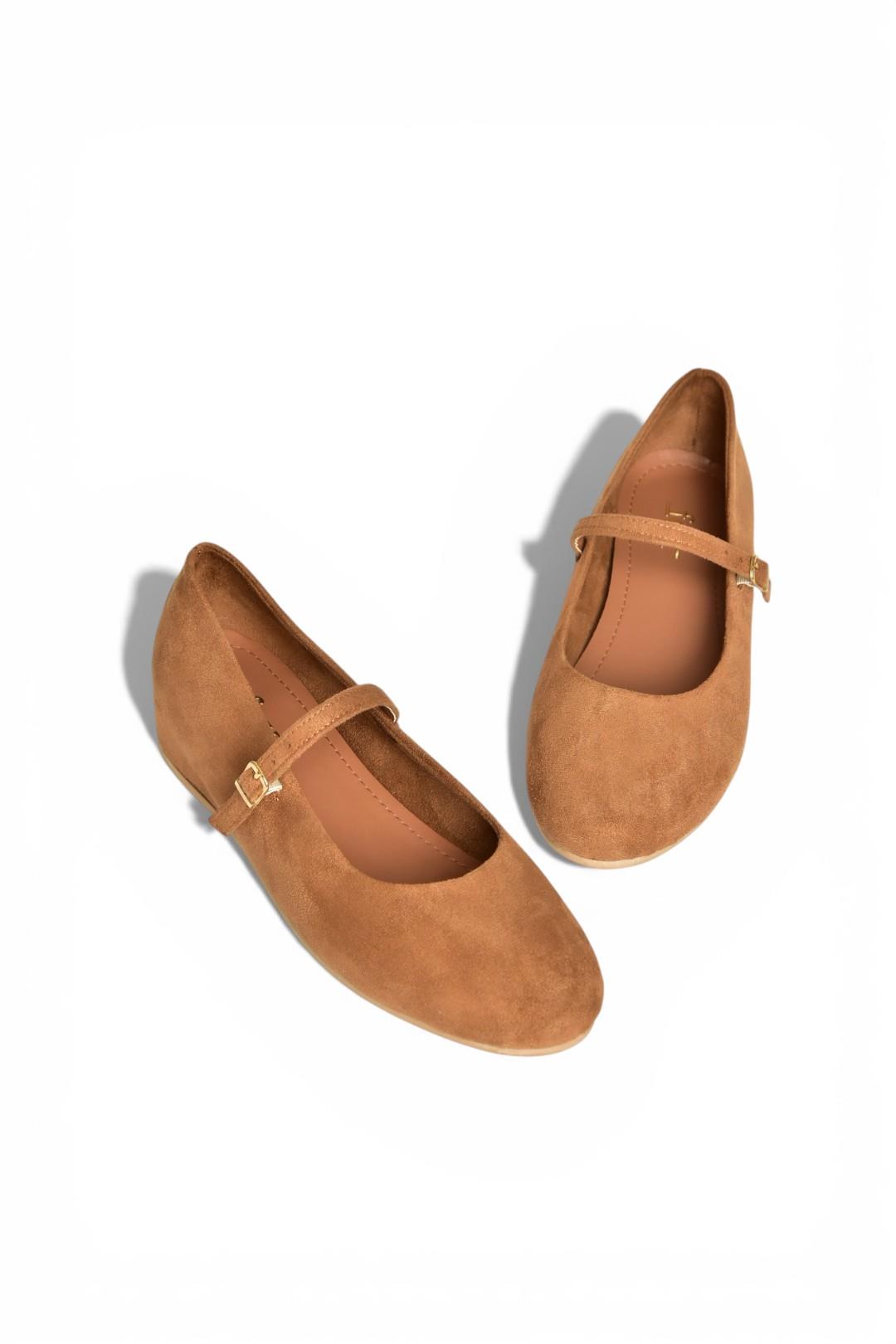 Y250770702 Taba Süet Alçak Dolgu Tabanlı Kadın Ayakkabı