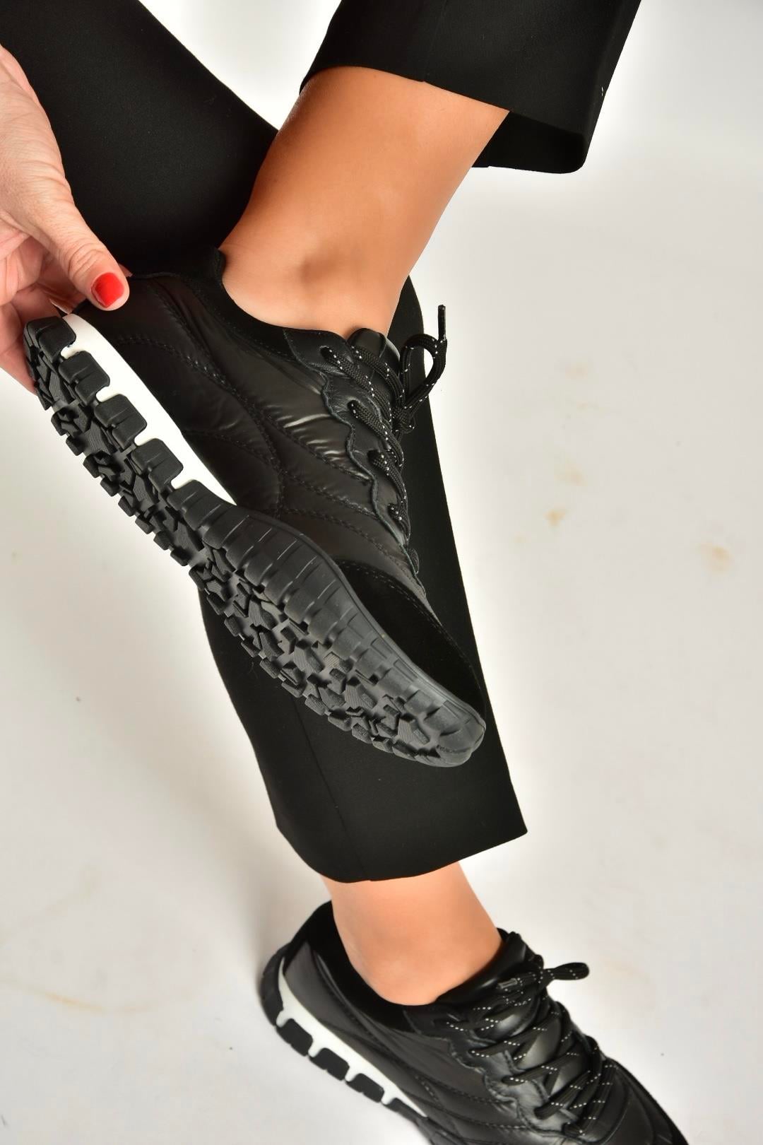 Y312515704 Siyah Kumaş Kadın Spor Ayakkabı Sneakers