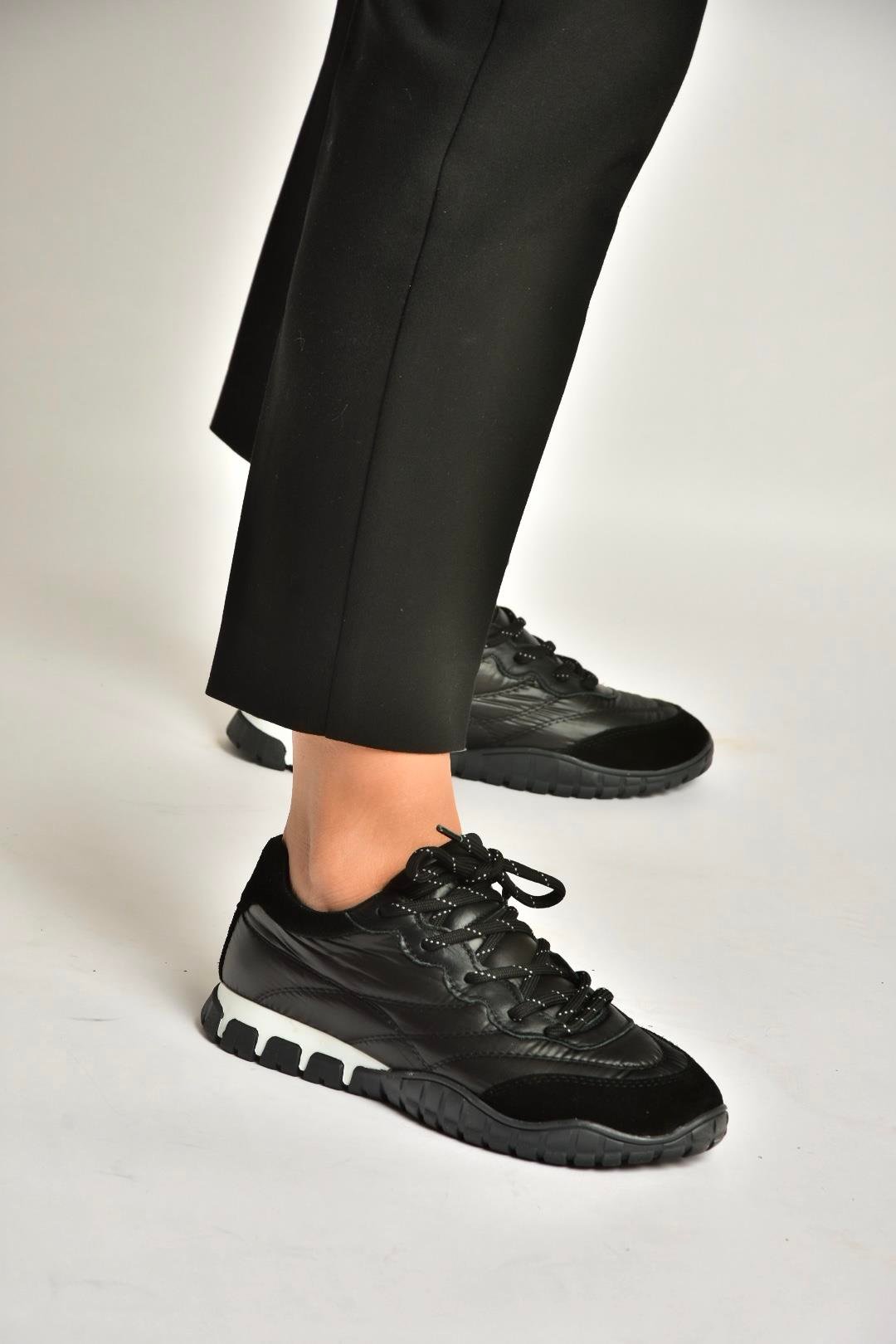 Y312515704 Siyah Kumaş Kadın Spor Ayakkabı Sneakers