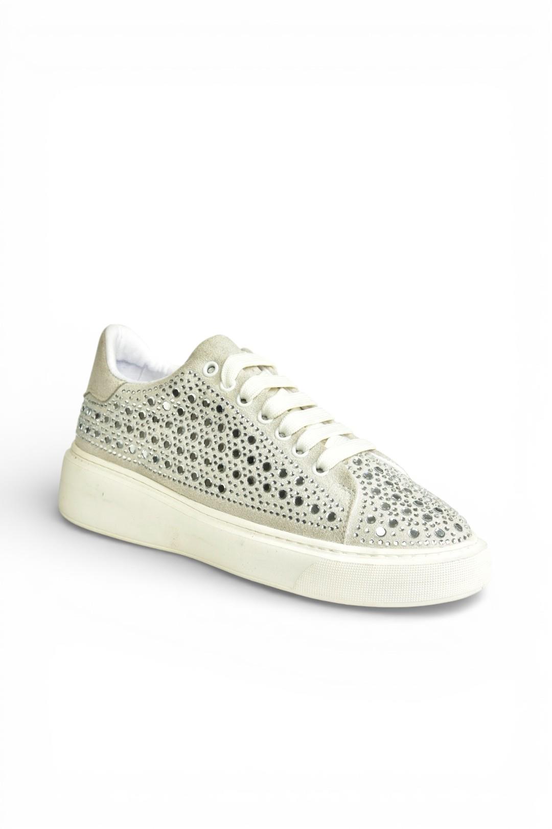 Y444708402 Siyah Süet Taş Detaylı Kadın Spor Ayakkabı Sneakers