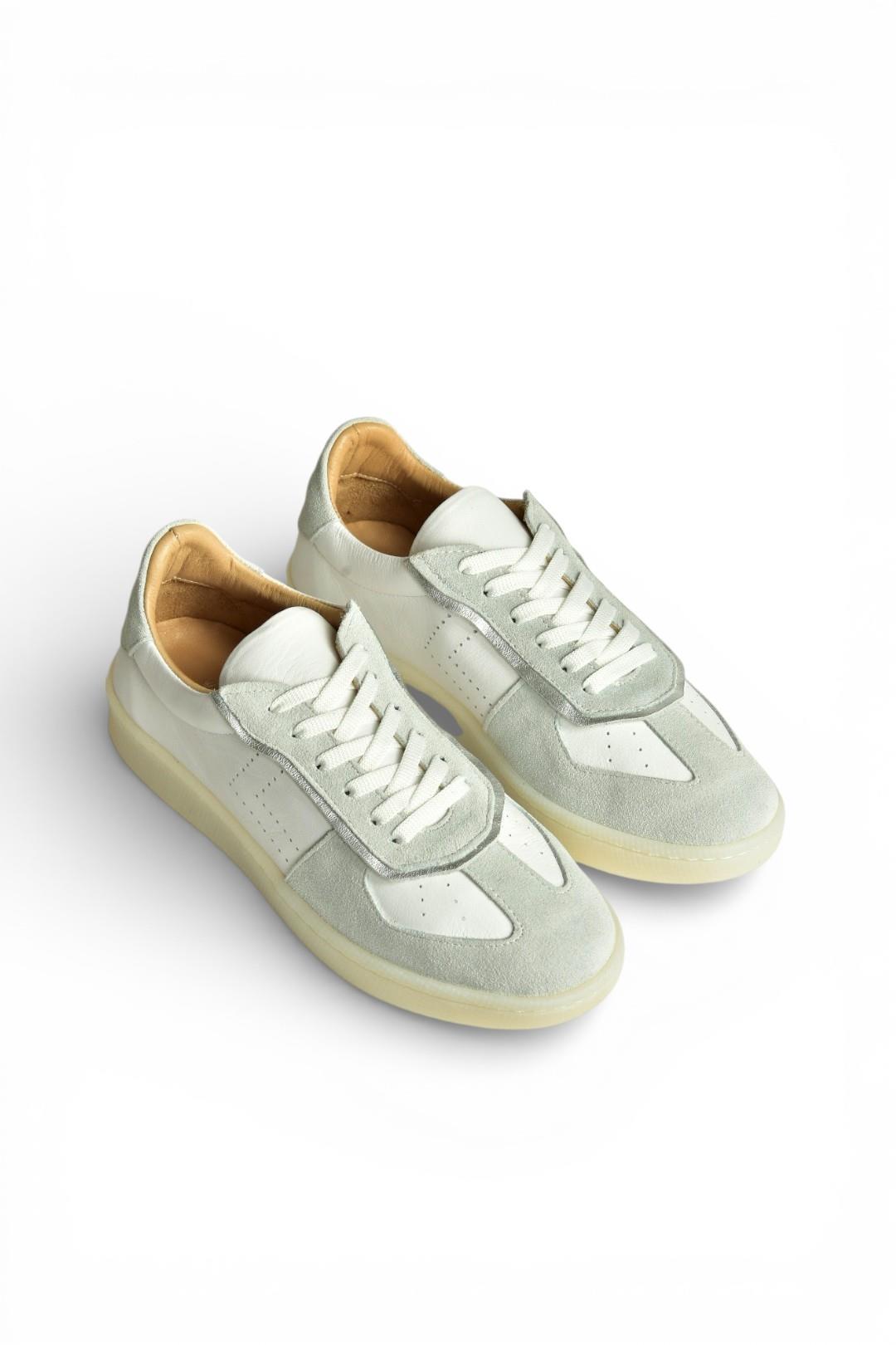 Y555201403 Beyaz Hakiki Deri Kadın Spor Ayakkabı Sneakers