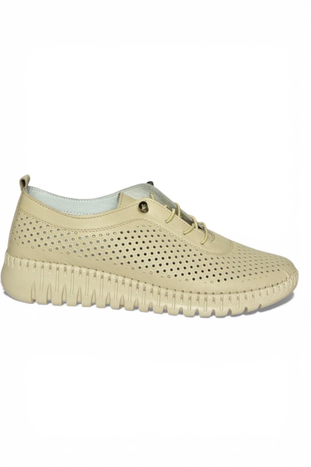 Y555705103 Bej Hakiki Deri Comfort Ortopedik Taban Kadın Ayakkabı