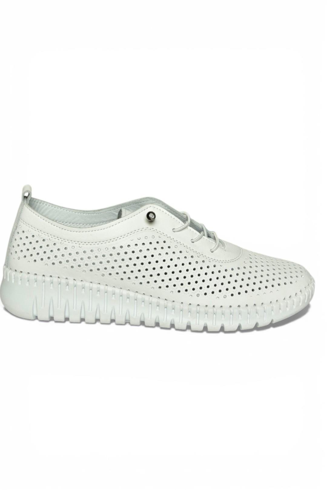 Y555705103 Beyaz Hakiki Deri Comfort Ortopedik Taban Kadın Ayakkabı