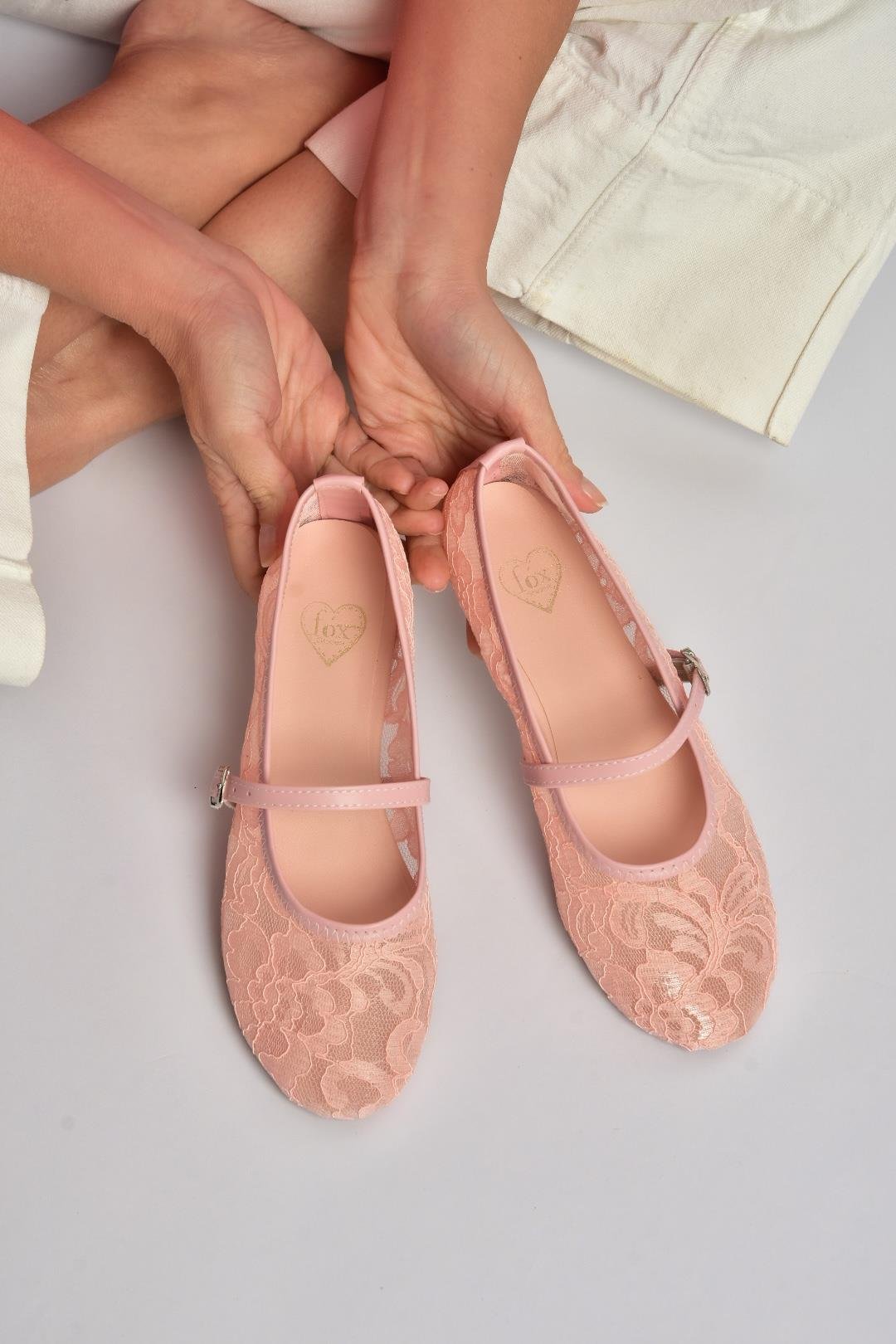 Y726864006 Pembe Dantelli Kadın Babet