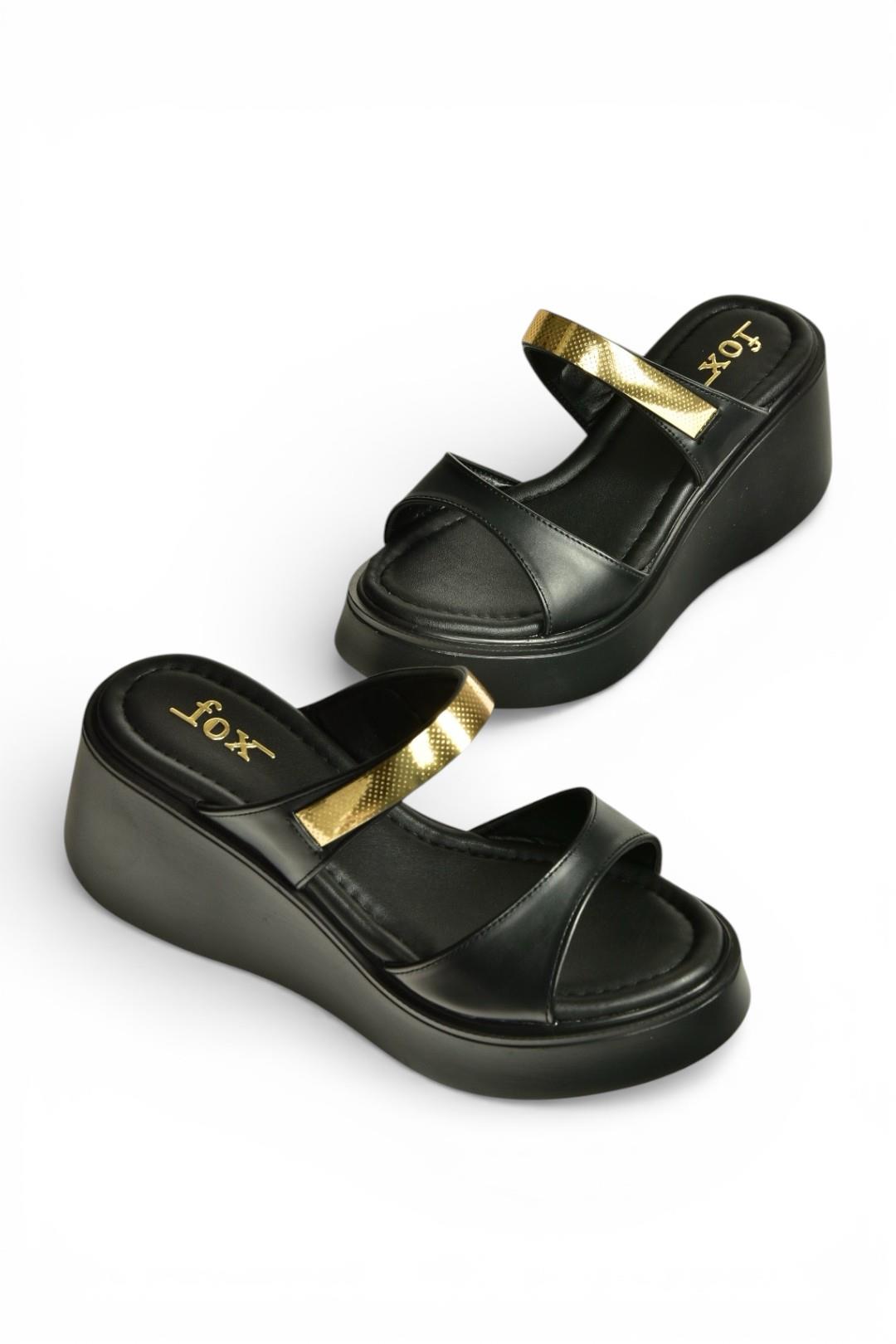 Y973518509 Siyah Kalın Tabanlı Kadın Terlik