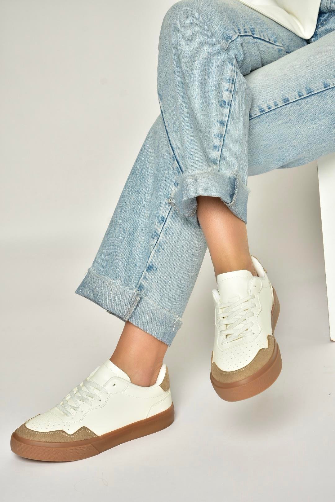 Y973890109 Beyaz/Vizon Spor Ayakkabı Sneakers