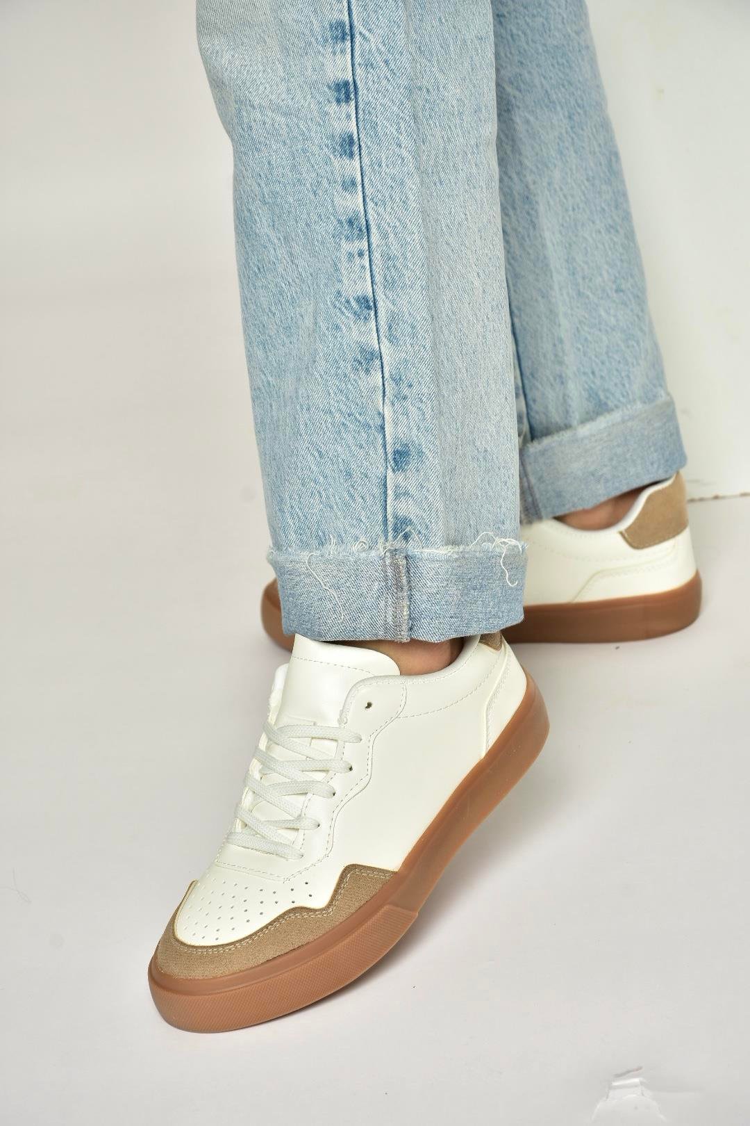 Y973890109 Beyaz/Vizon Spor Ayakkabı Sneakers