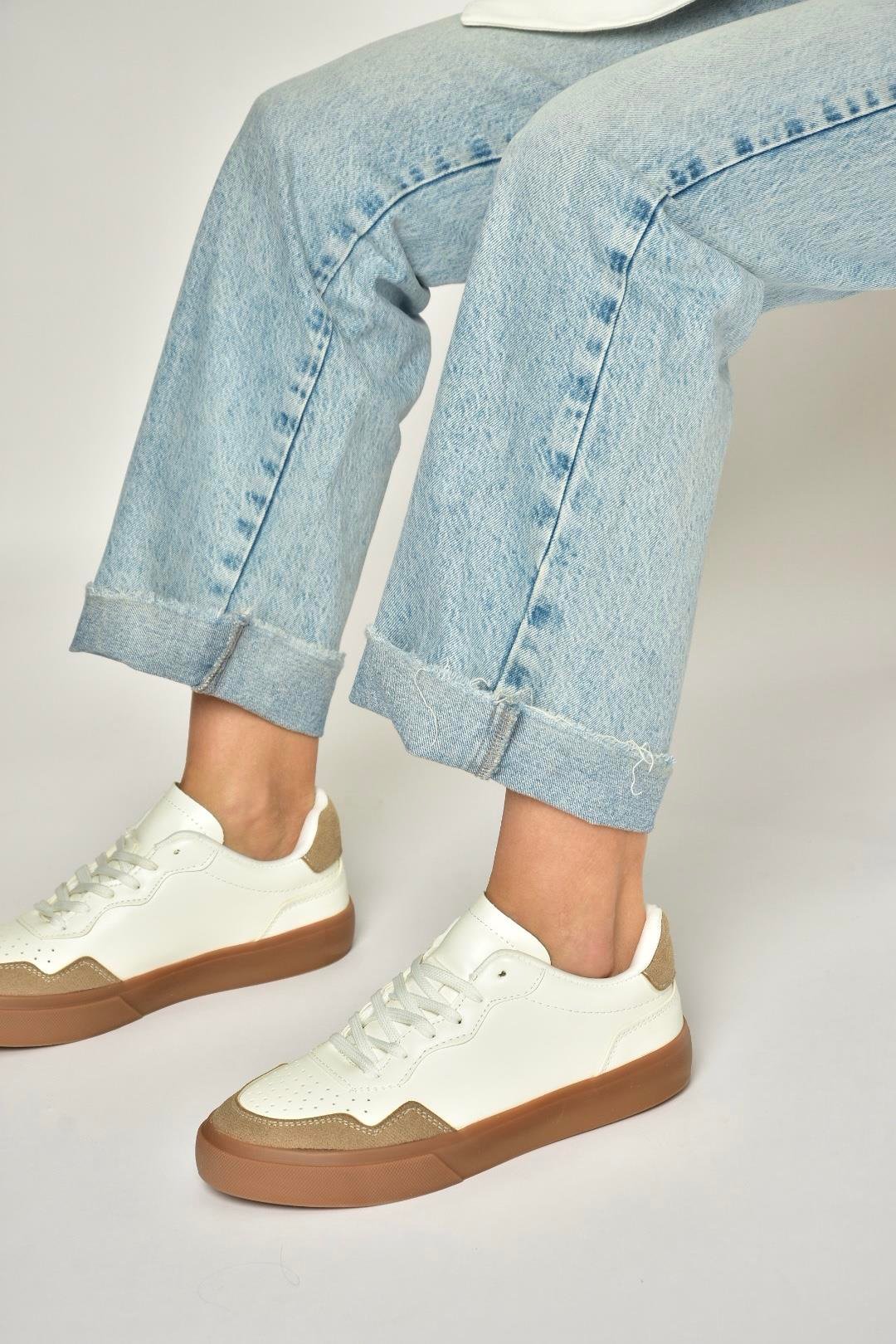 Y973890109 Beyaz/Vizon Spor Ayakkabı Sneakers