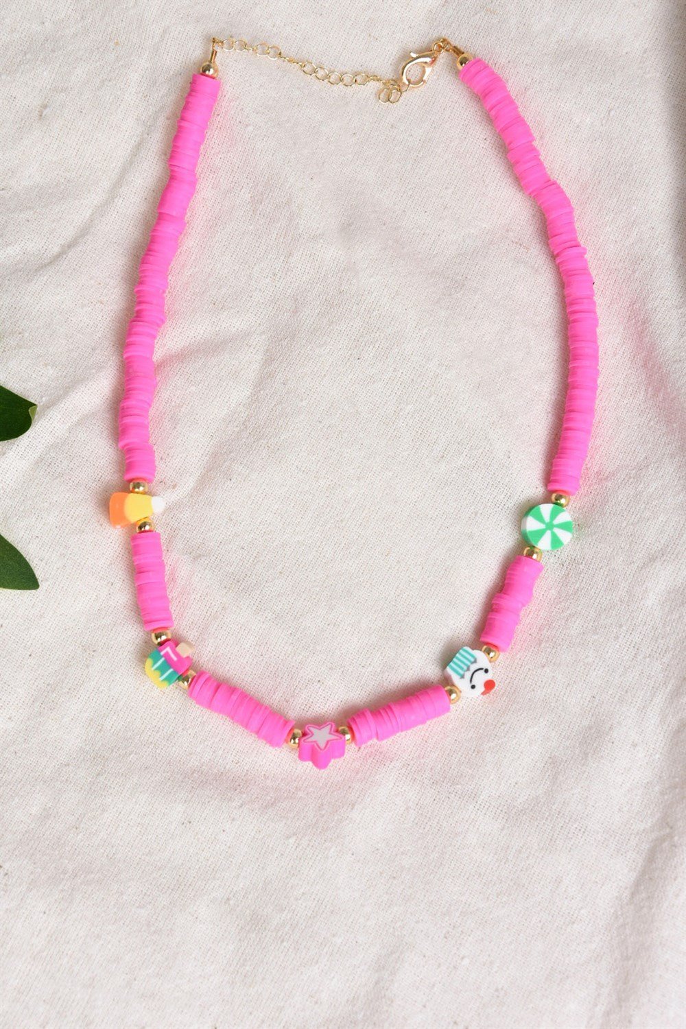 Yumuşak Figürlü Fimo Pembe Kolye KA021091