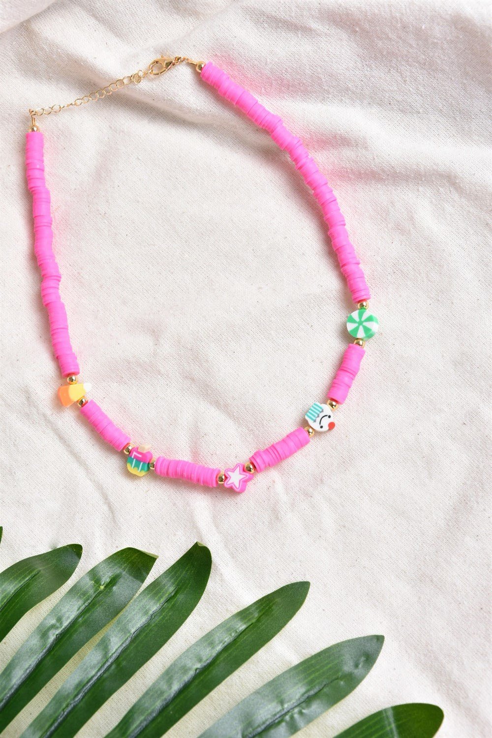 Yumuşak Figürlü Fimo Pembe Kolye KA021091
