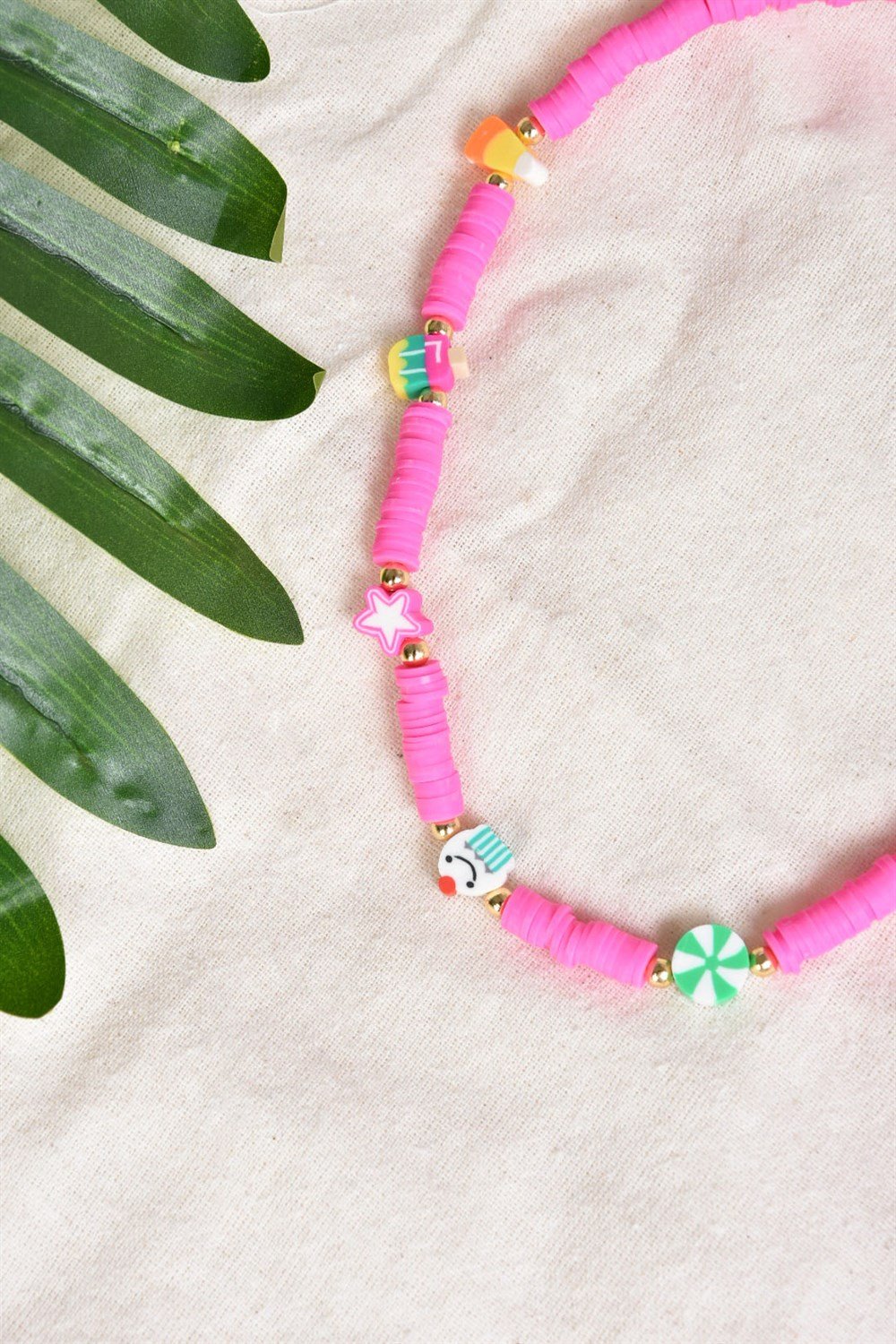 Yumuşak Figürlü Fimo Pembe Kolye KA021091