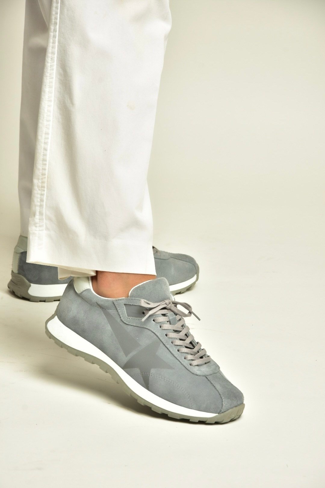 Z312516661 Gri Hakiki Deri Süet Kadın Spor Ayakkabı Sneakers